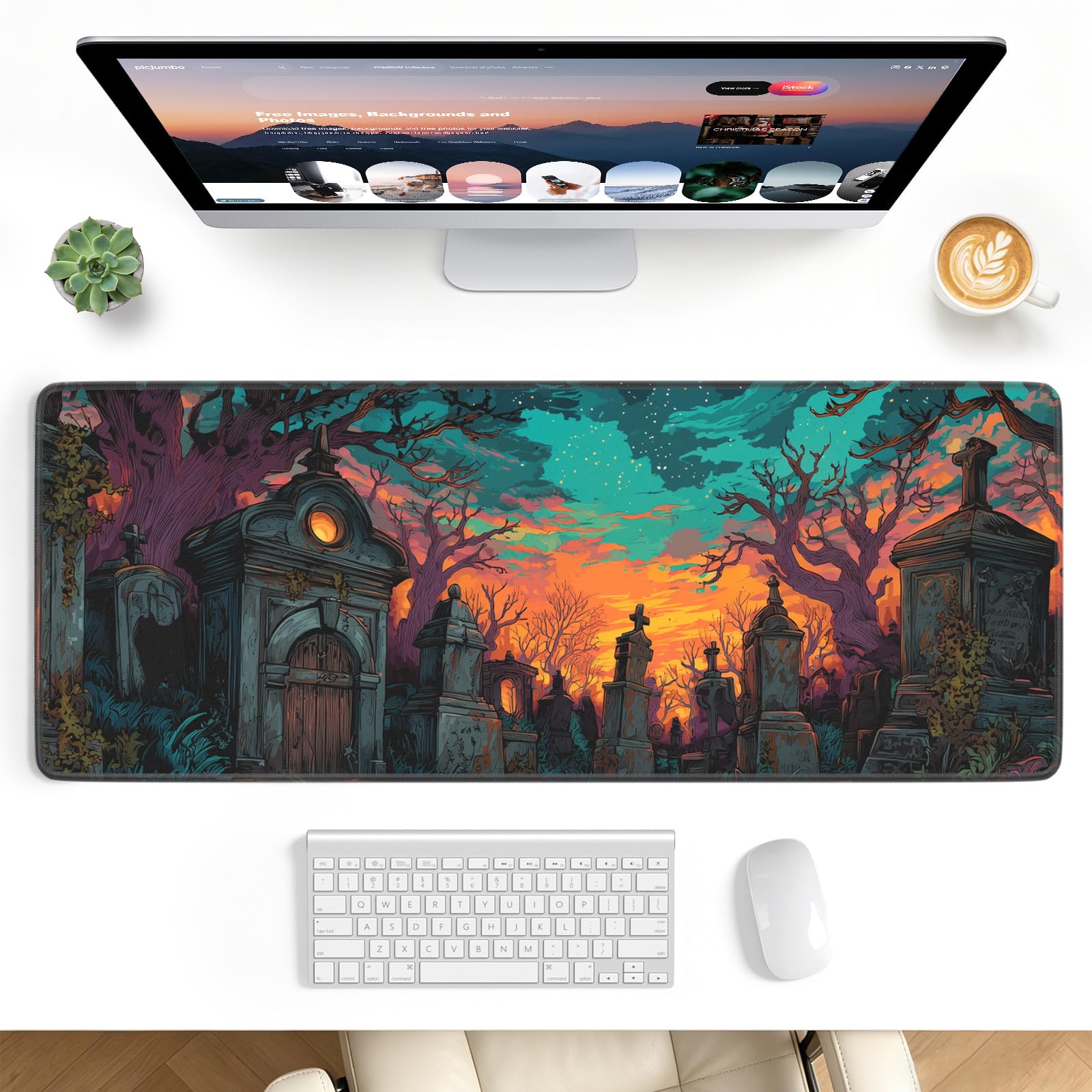 Stanploe Gaming Mouse Pad, Extended Desk Mat, Stitched Edges, Non-Slip Base