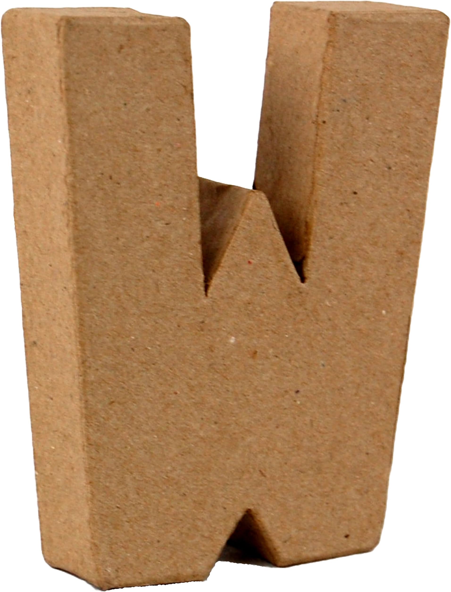 Country Love Crafts 4-inch/ 10cm 3D Letter W Papier Mache, Beige