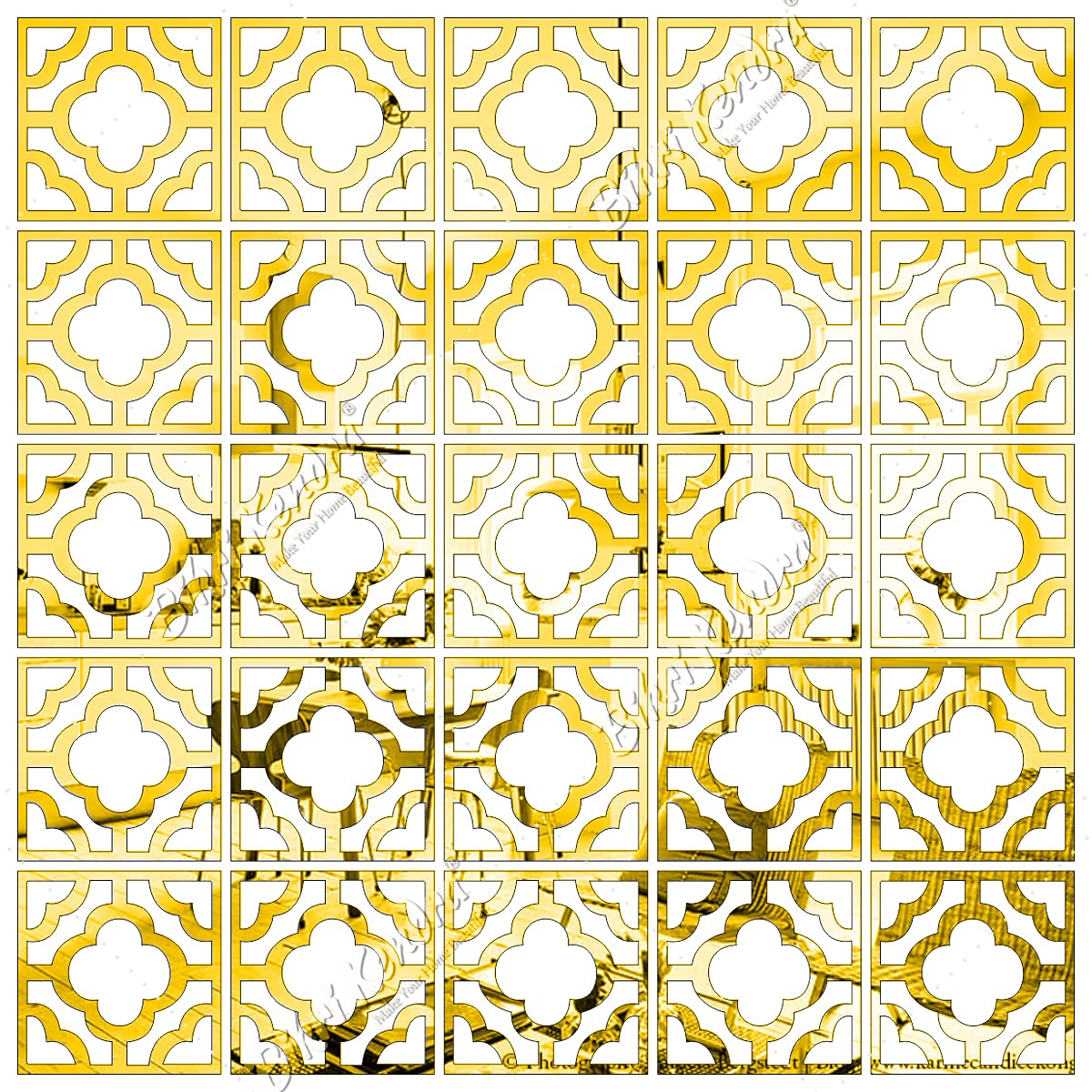 Bikri Kendra - 25 Border Golden Decorative Mirror Stickers for Wall, Wall Mirror Stickers, 3D Acrylic Stickers Wall Stickers for Hall Room, Bed Room, Kitchen Living Room Kids Room-reusable