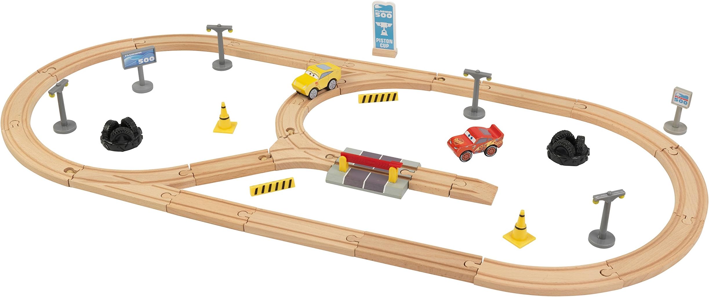 KidKraft Disney Pixar Cars 3 Build Your Own Wooden Race Track Pack (Toy Car Road Play Set), 57 Piece, 17213