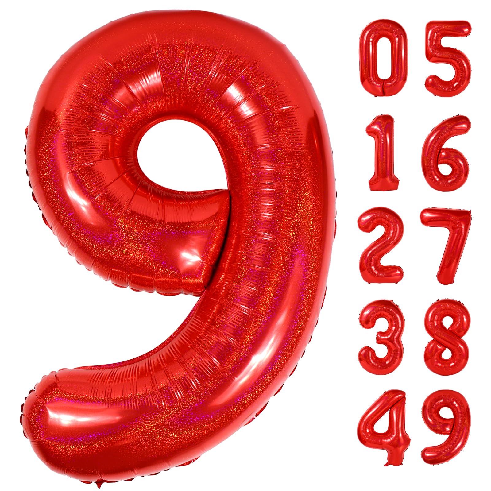 Laser Red 9 Balloon - Number Balloon 40 Inch, 9th Hot Pink Decorations