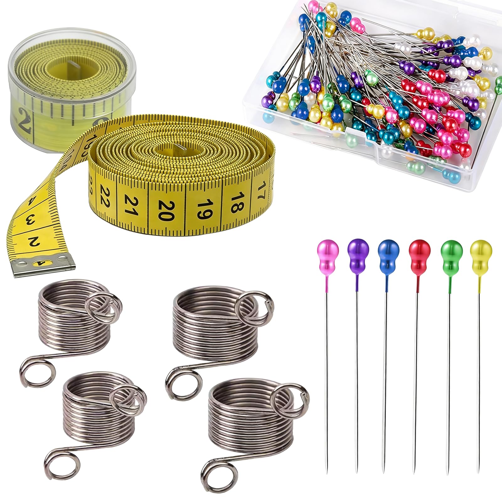 Alfileres de costura con cabeza de cristal y cinta métrica flexible Dritz