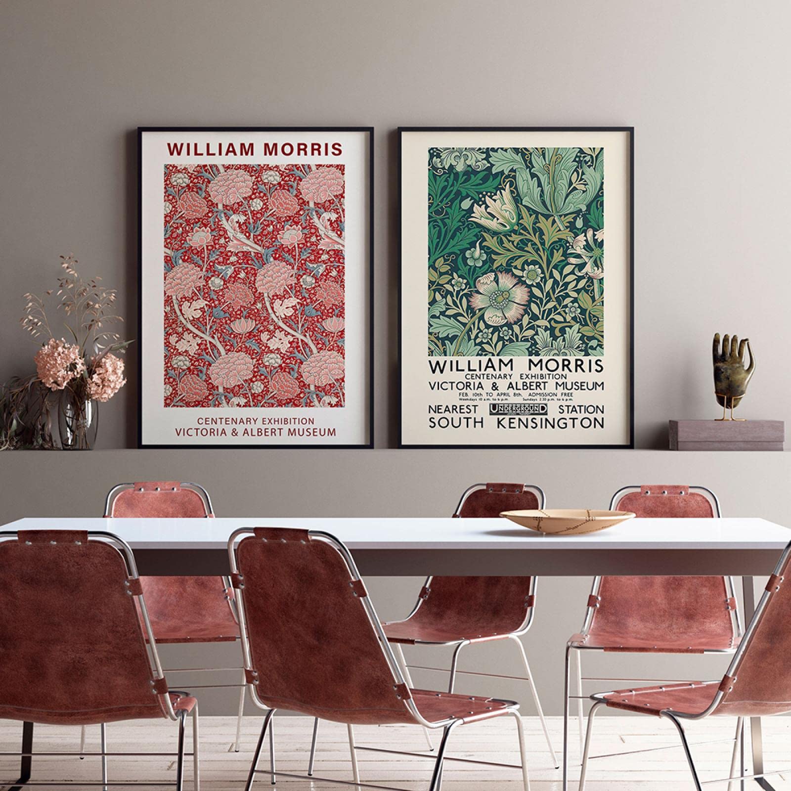 SDVIB William Morris Exhibition Poster Print Flower Pattern Canvas Painting Modern Abstract Wall Pictures Living Room Home Decor 50x70cm-2Pieces Frameless