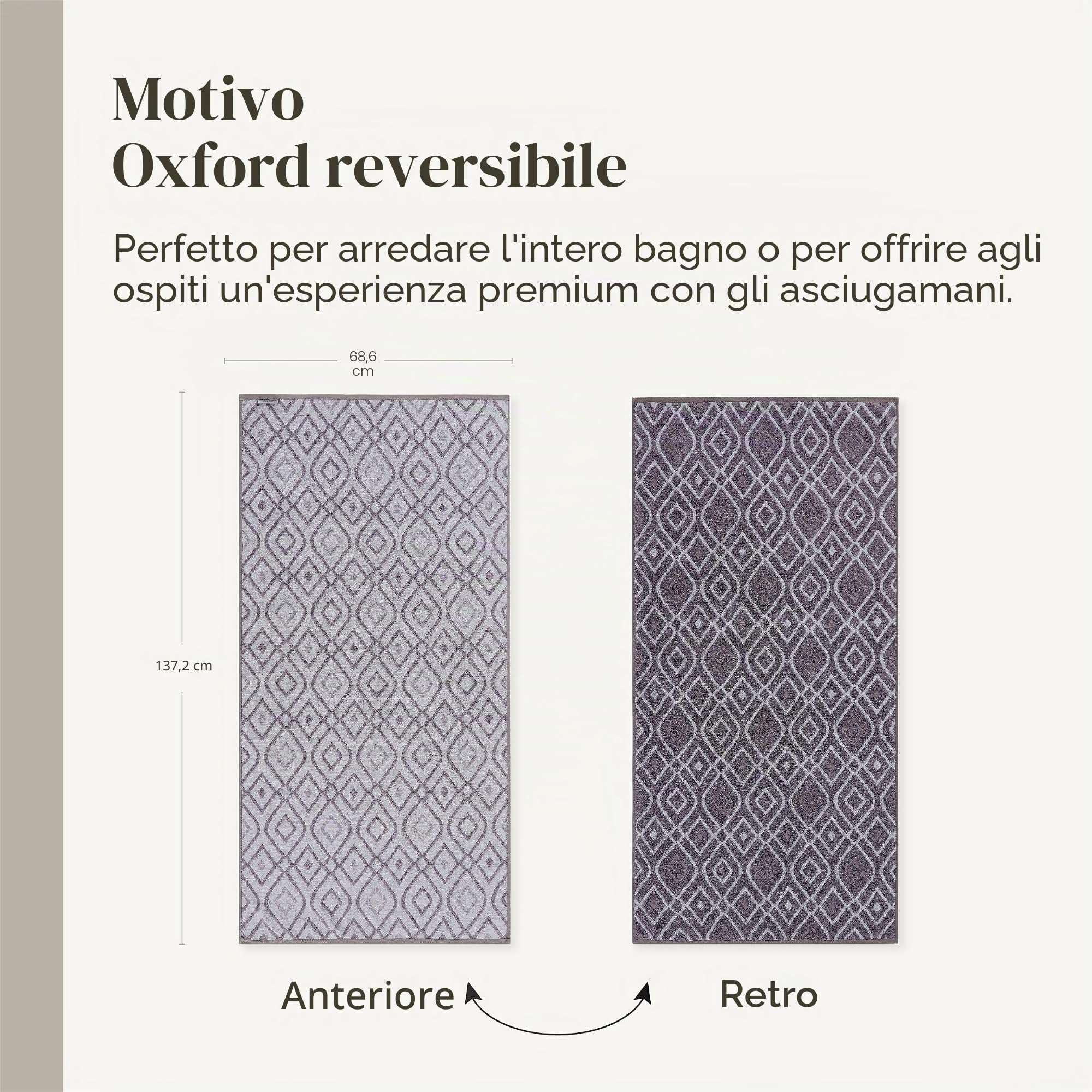 Amrapur 6-Piece Yarn Dyed Oxford Stripe Jacquard/Solid Ultra Soft 550GSM 100% Combed Cotton Towel Set 6 Asciugamani Tinti in Filo Grigio Lavanda, Cotone, Singolo, 40.6 x 25.4 x 12.7 cm, 6 unità