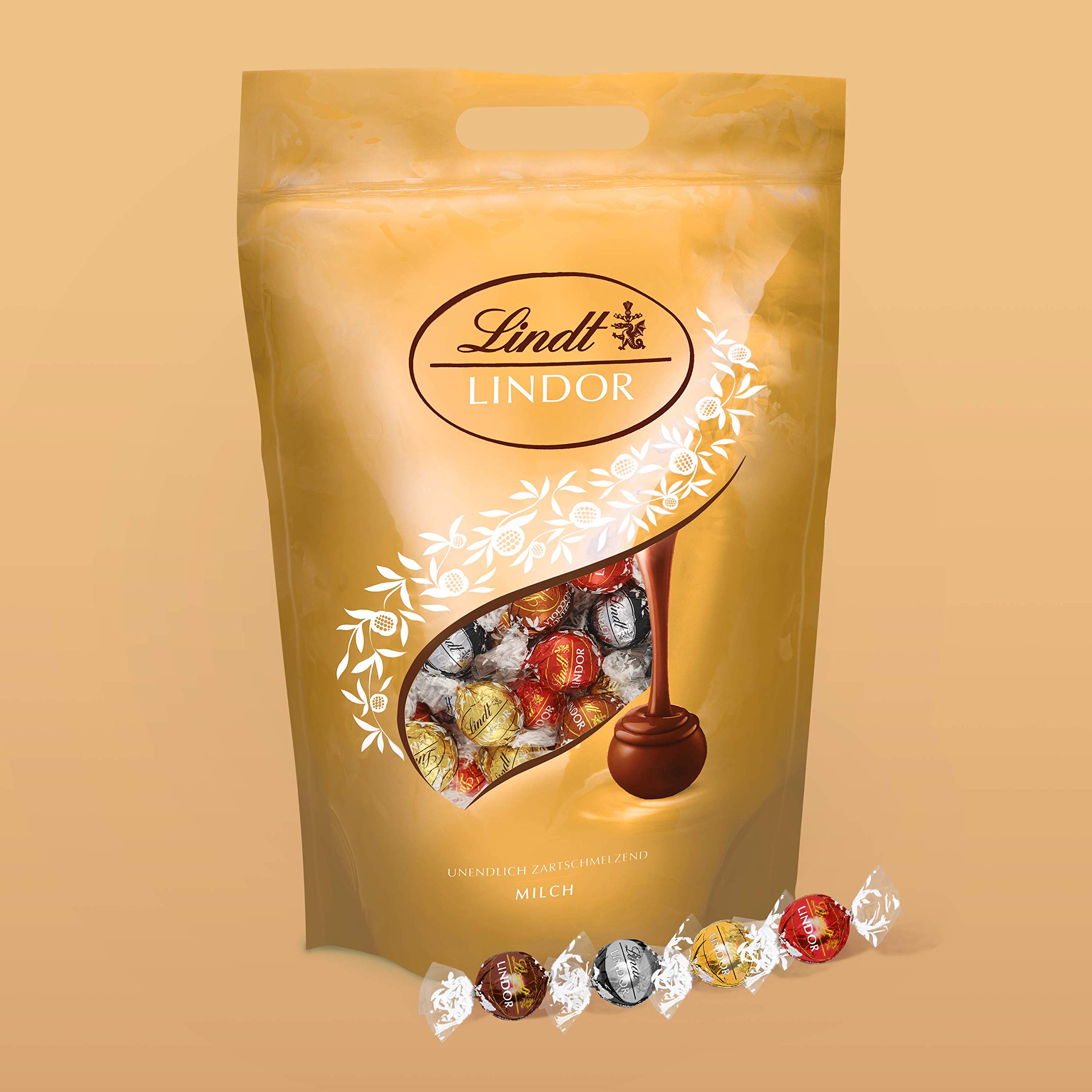 Lindt Schokolade | 2KG Beutel | LINDOR | Kugeln | Pralinengeschenk | Großpackung | Schokoladengeschenk | Enthält: Milch, Weiß, 60% und Haselnuss