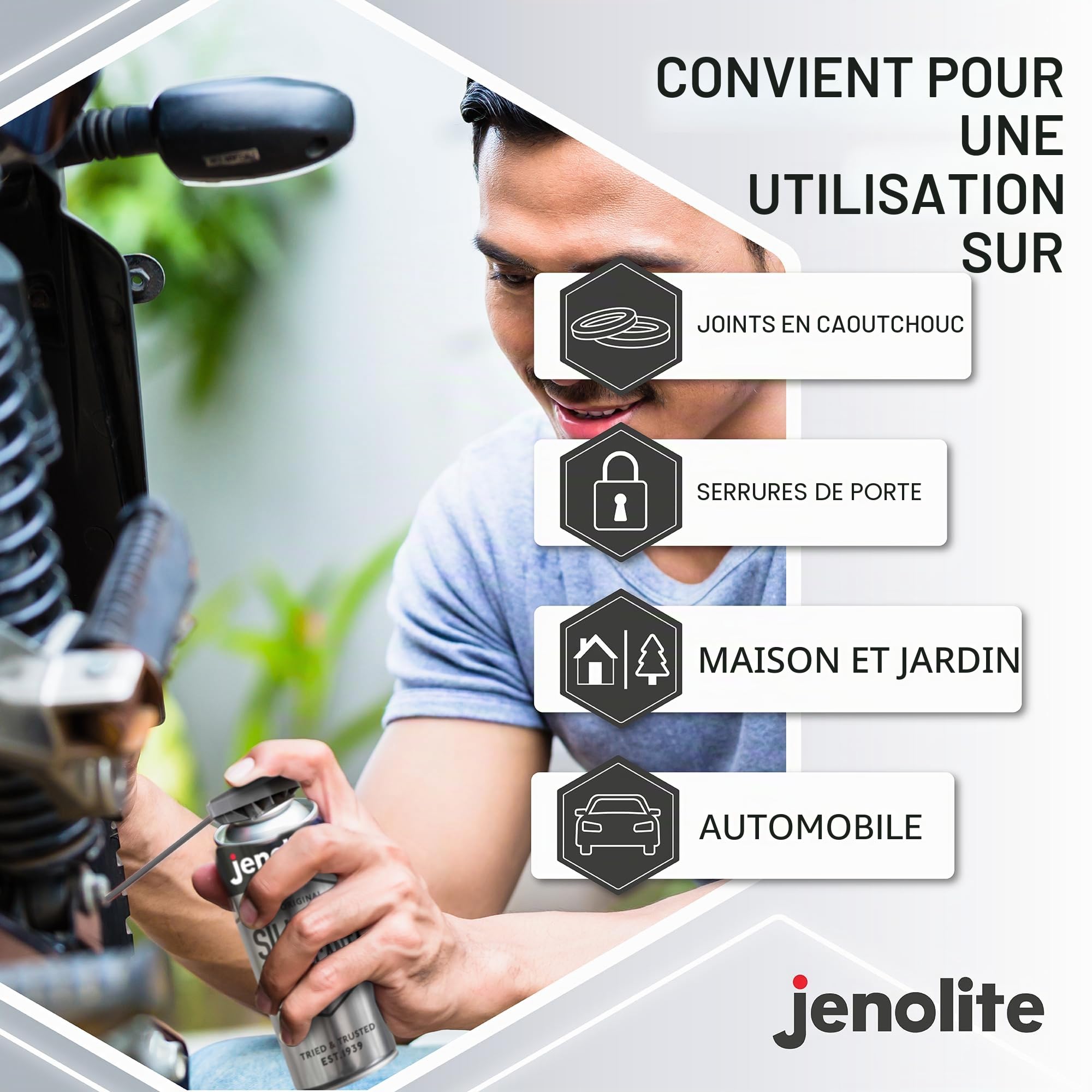 JENOLITE Lubrifiant en Silicone Multifonction Haute Performance | 3 x 400 ml | Résistant à la Chaleur, Repousse la Saleté et l'Humidité | Non Toxique