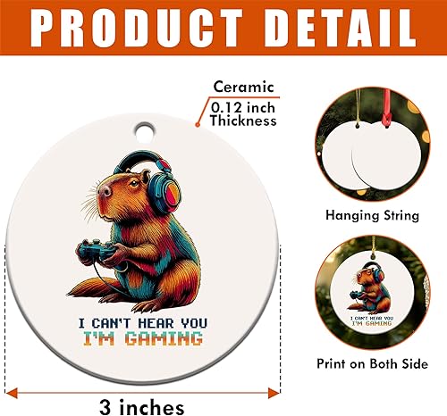 Miniatura 8 de Adorno de gamer 2025  Adornos de juego para árbol de Navidad  Capybara - Adorno de cerámica para videojuegos, hombres, adolescentes y niños - I
