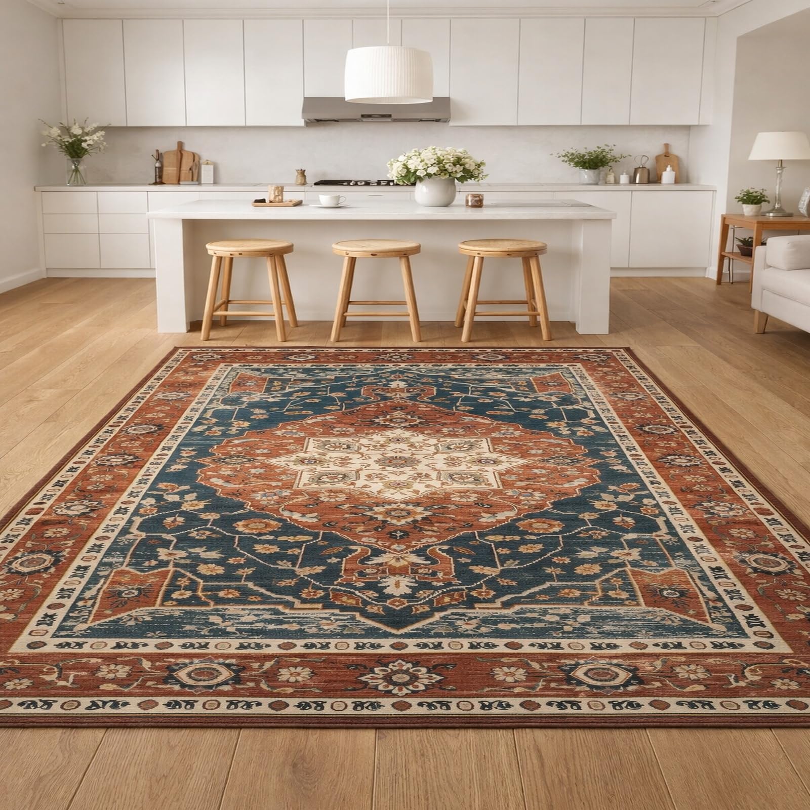 Tapis poils ras multicolore 140x200 cm pour salon et bureau