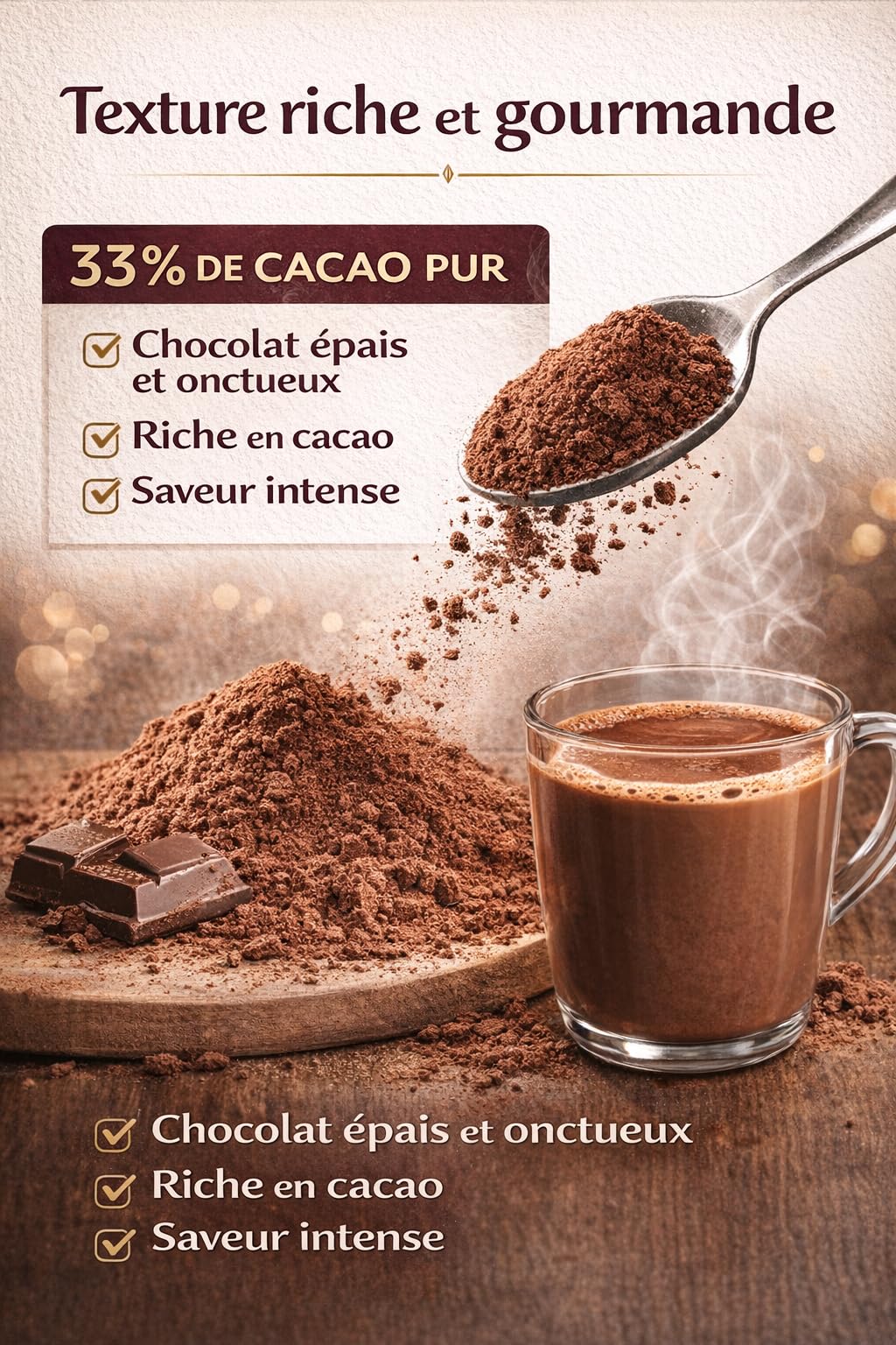Chocolat en poudre MONBANA, 1 kg Trésor de monbana, préparation pour chocolat gourmand, chocolat chaud