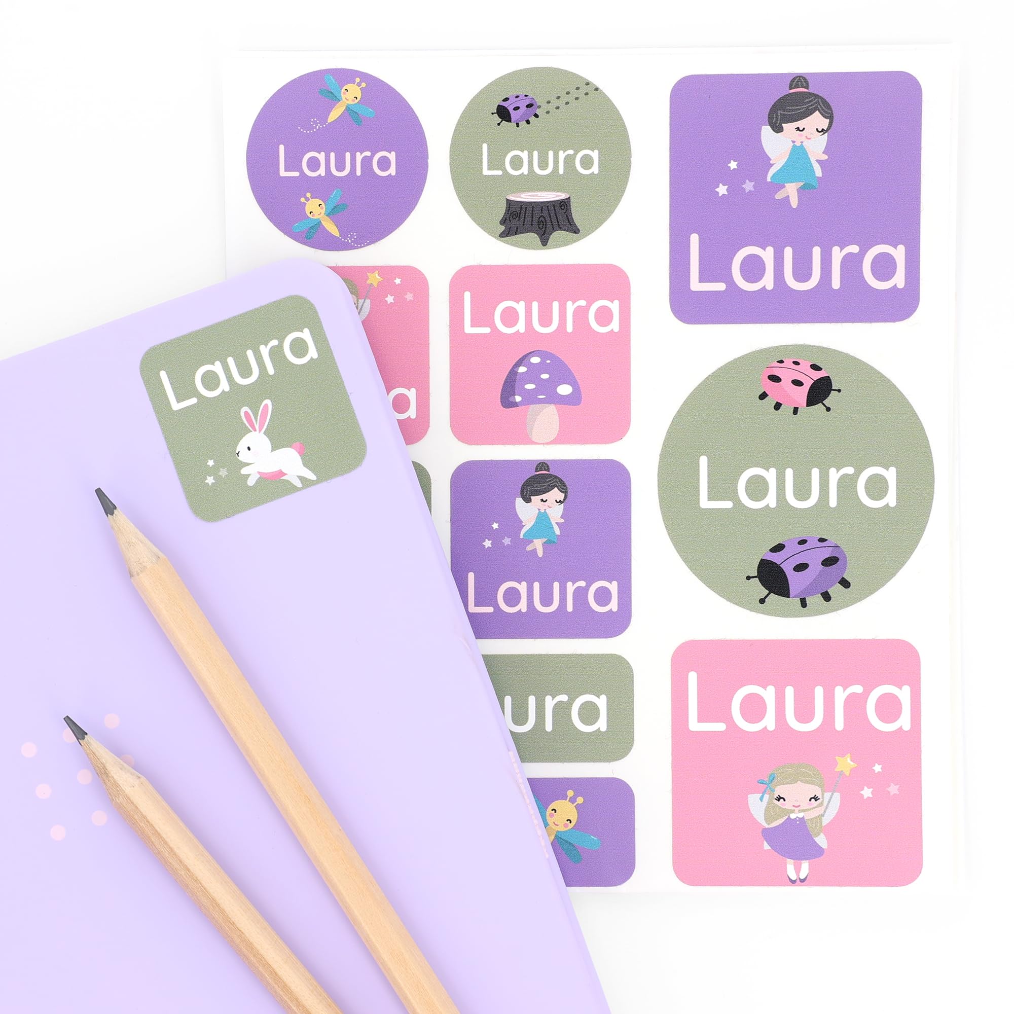 Name Labels for Kids (33) - Custom Stickers for Daycare, Camp and School - Durable, Waterproof Stickers for Water Bottles, Lunch Boxes, and More with