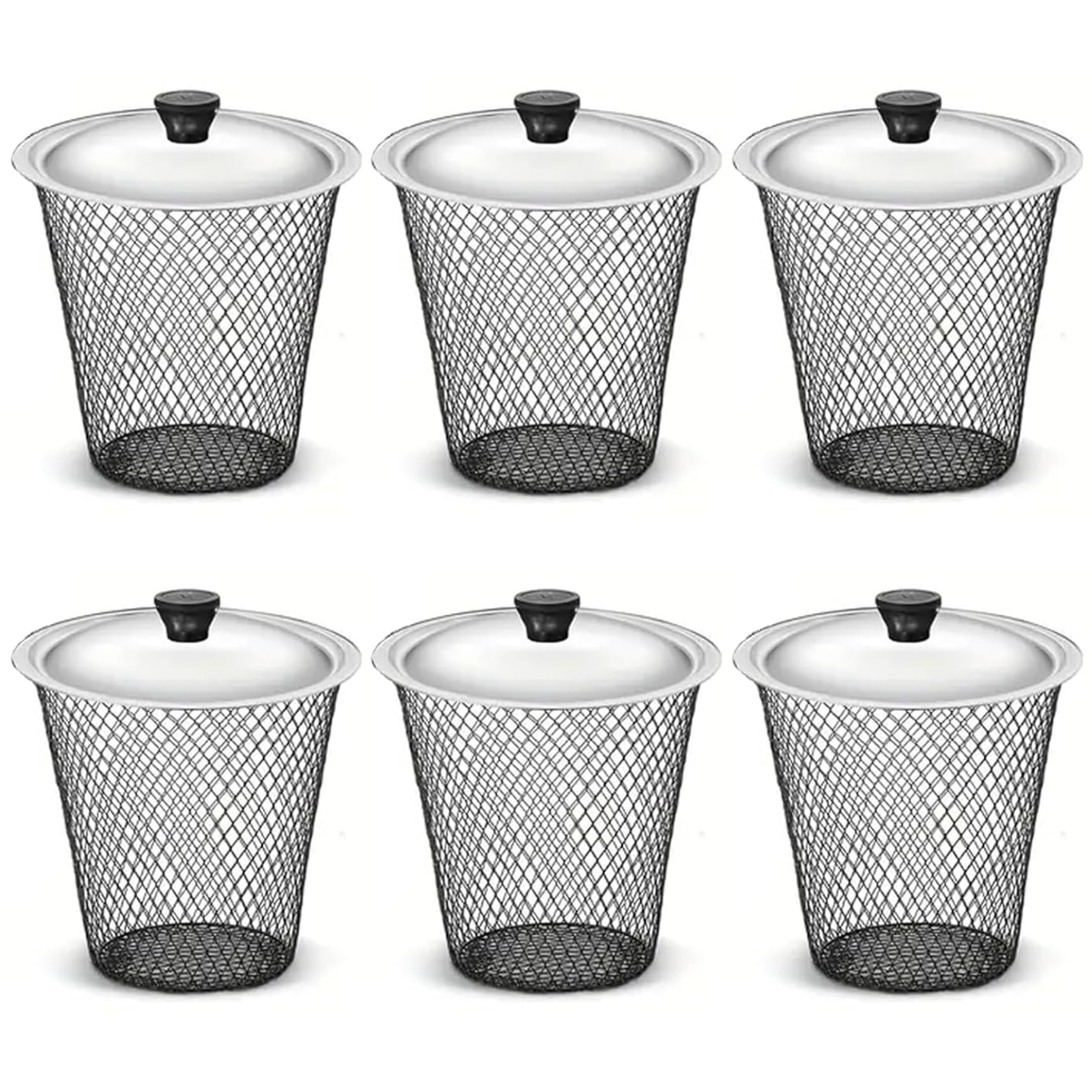 Qoidrfofse Worm Composter with Lid, 6Pcs Underground Metal Mesh Compost Bin for Kitchen & Garden Waste, Outdoor Compost Bin for Natural Decomposition, Black, 23cm