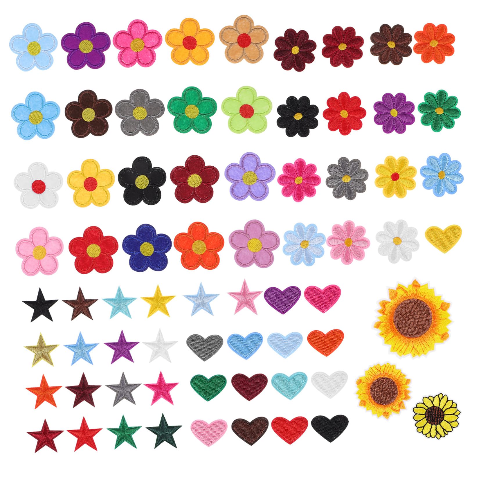 SEWACC 355stücke Bestickte Bügel-patches Teiliges Mit Blumen Herzen Und Sternen Langlebige Farben Einfach Anzubringen Für Kleidung Jeans Rucksäcke Dekoration