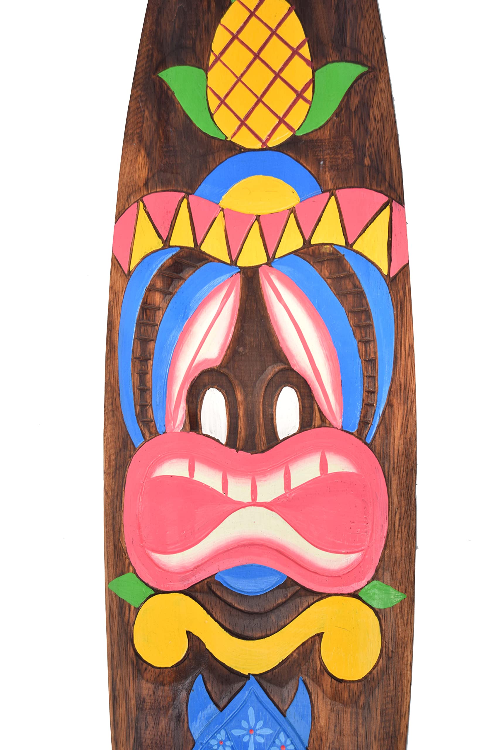 Planche De Surf Décorative En Bois – Motif Tiki – 50 Cm – Coco Papaya