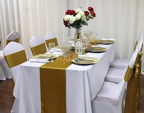 Miniatura 5 de WELMATCH Lazos para silla de satén rosa rubor, 12 unidades, para decoración de banquetes de boda, fiesta, evento, decoración (rosa rubor, 12)