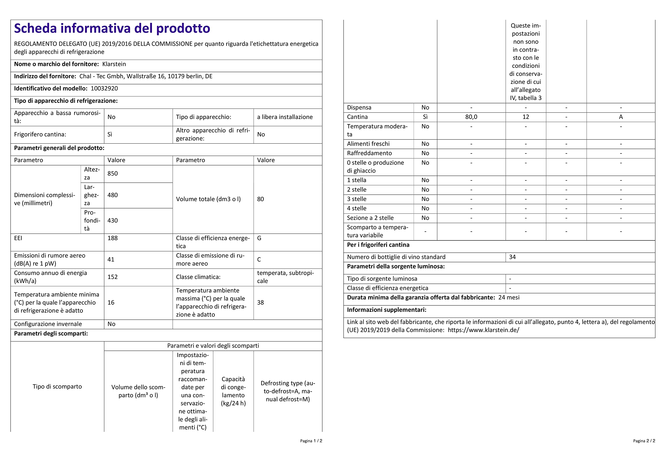 KLARSTEIN Cantinetta Vino, Cantinetta Vino Refrigerata a Zona Doppia per Interno/Esterni, Frigo Bar, Cantina Vino con Vetrina, Mini Bar con Protezione UV, Frigo Vino Touch, 5-18°C, 34 Bottiglie