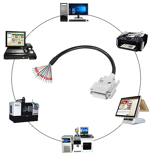 Miniatura 7 de XMSJSIY DB15 RS232 Adaptador de conector serie sin soldadura, cable de extensión de puerto chapado en oro de 15 pines, cable de datos blindado con