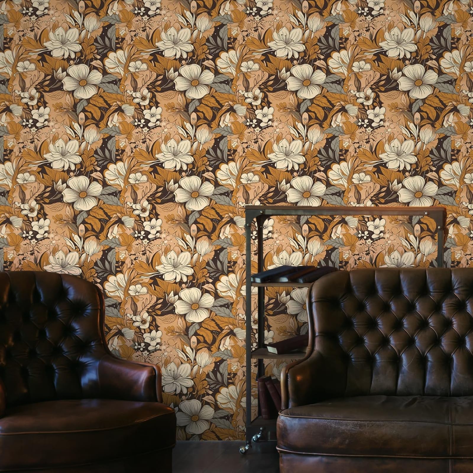 Wallpaper Grey Leaves Peel and Stick Self Adhesive Wallpaper for Living Room Waterproof Vinyl, Art Deco Thicken Sticky Back Plastic Removable