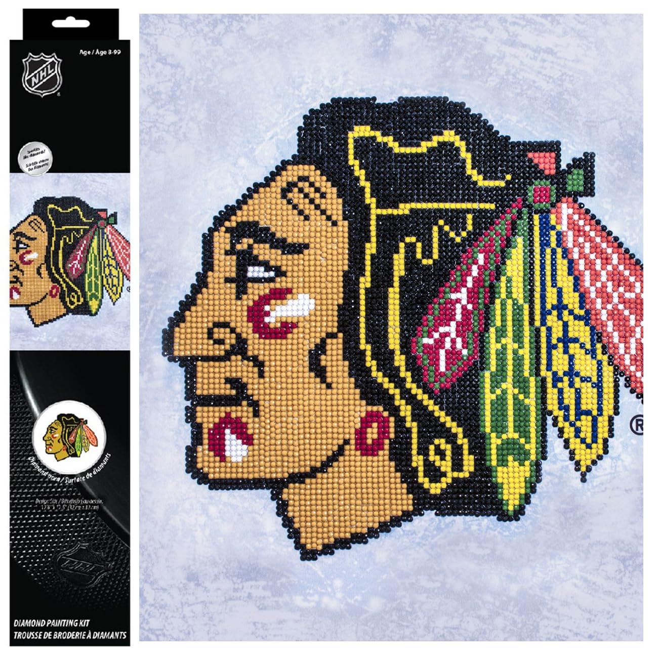 DIAMOND DOTZ NHL Chicago Blackhawks Diamond Painting Kits for Adults - Diamond Art Kits a Relaxing Creative Craft Kit with Dotz Gems