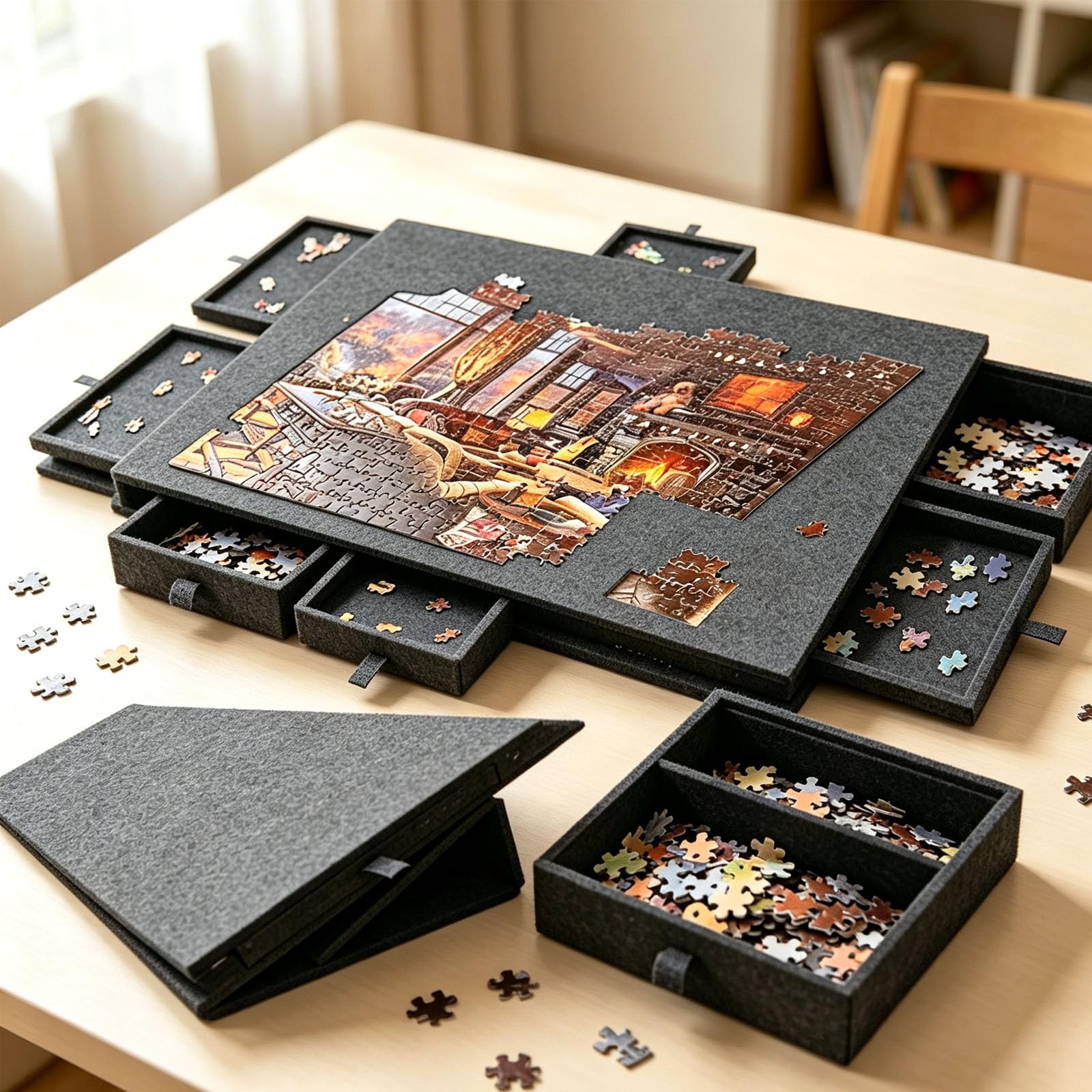 Puzzle Tisch Mit Schubladen,Puzzelmatten Für Puzzle Bis 1000,Puzzled Board