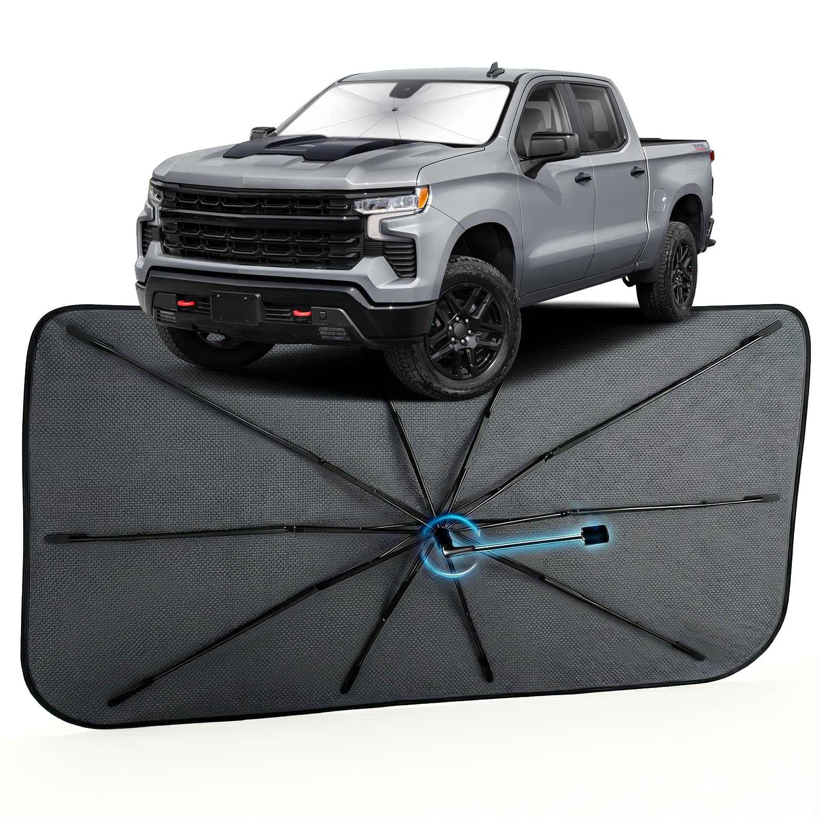 Car Windshield Sun Shade Umbrella for Chevrolet Silverado 1500 2019-2026