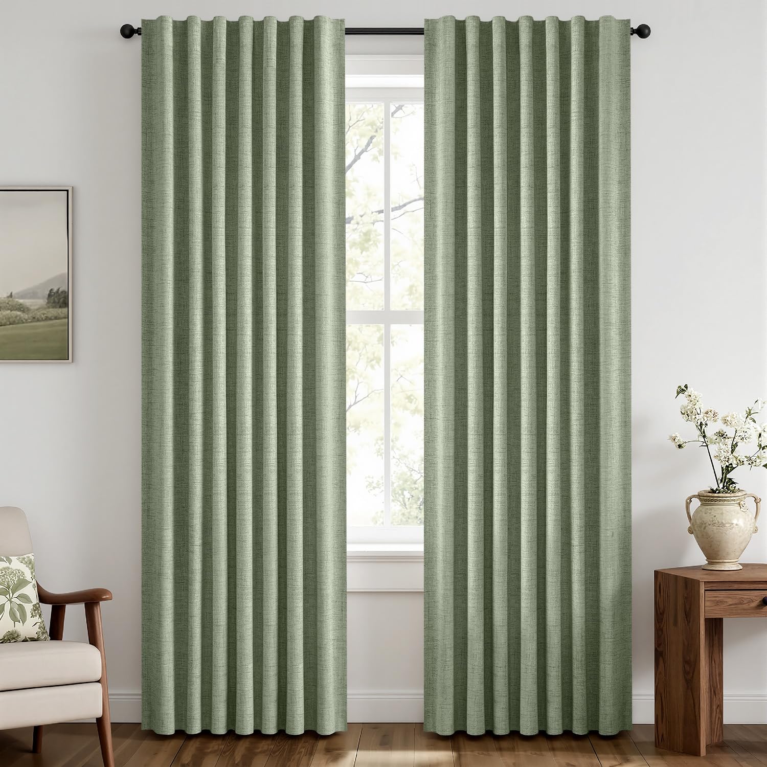 MIULEE 100% Blackout Linen Curtains