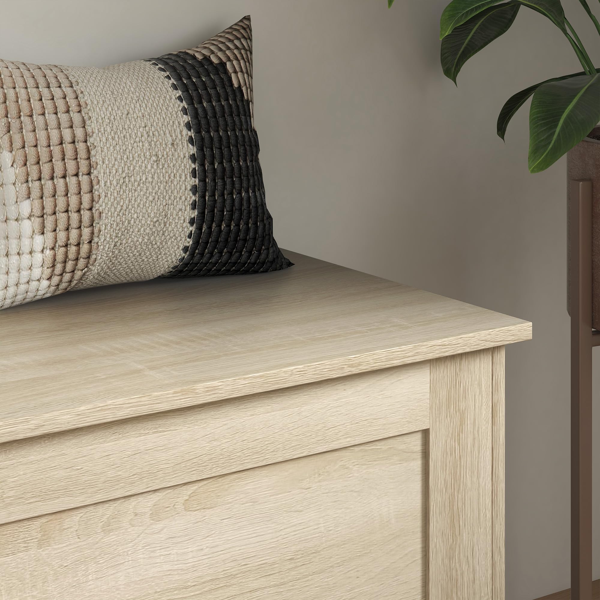 HOMCOM Baúl de almacenamiento, baúl de juguetes de madera, con bisagra de seguridad, para salón, pasillo, 80 x 40 x 45 cm, madera natural