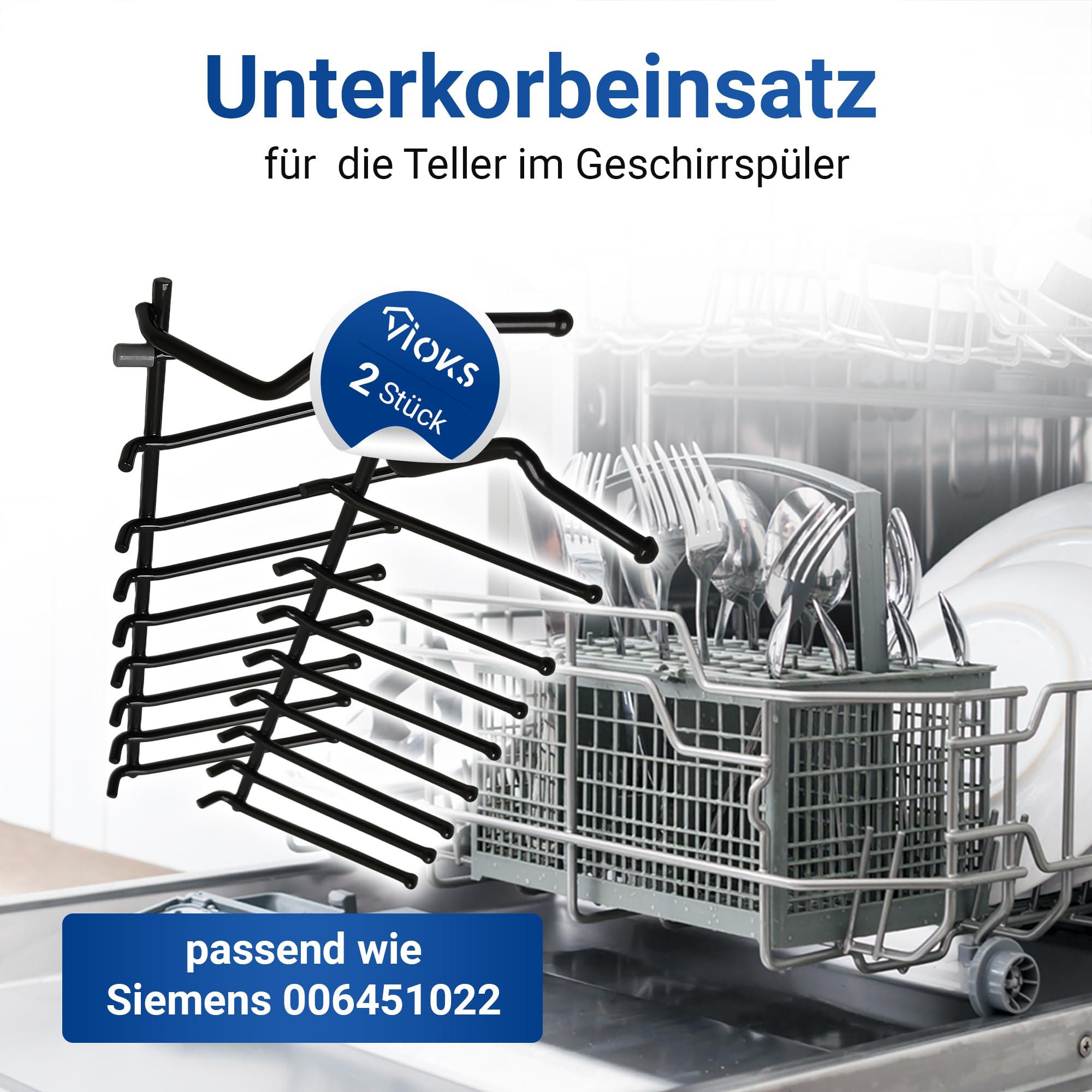 VIOKS 2x Unterkorbeinsatz Geschirrspüler Ersatz für Bosch Siemеns 00645102 | Klappstachelreihe Unterkorb, 2 x 9 Stacheln, ersetzt 645102, Ersatz für Küppersbusch 436749, für Teller Spülmaschine Korb