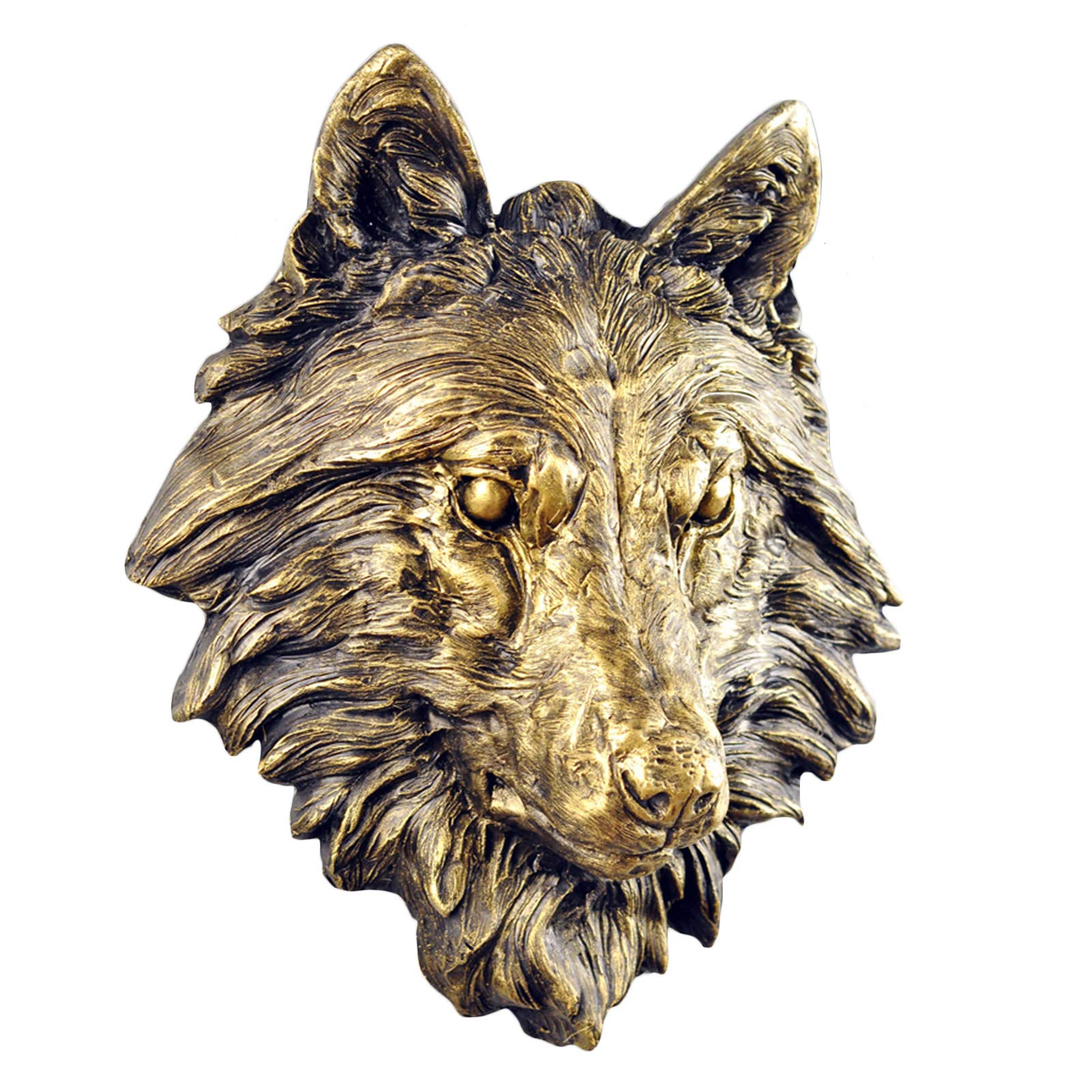 YXCQHZM Animal Head Wall Hanging 3D Craft Lion Horse Sculpture Hanging Animal Head Art Ornament for Garden Children's Bedrooms (38cm,Wolf)