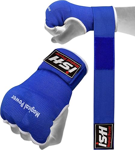 Guantes interiores de gel con envolturas acolchadas MMA Boxeo Muay Thai Vendajes Entrenamiento Par Azul