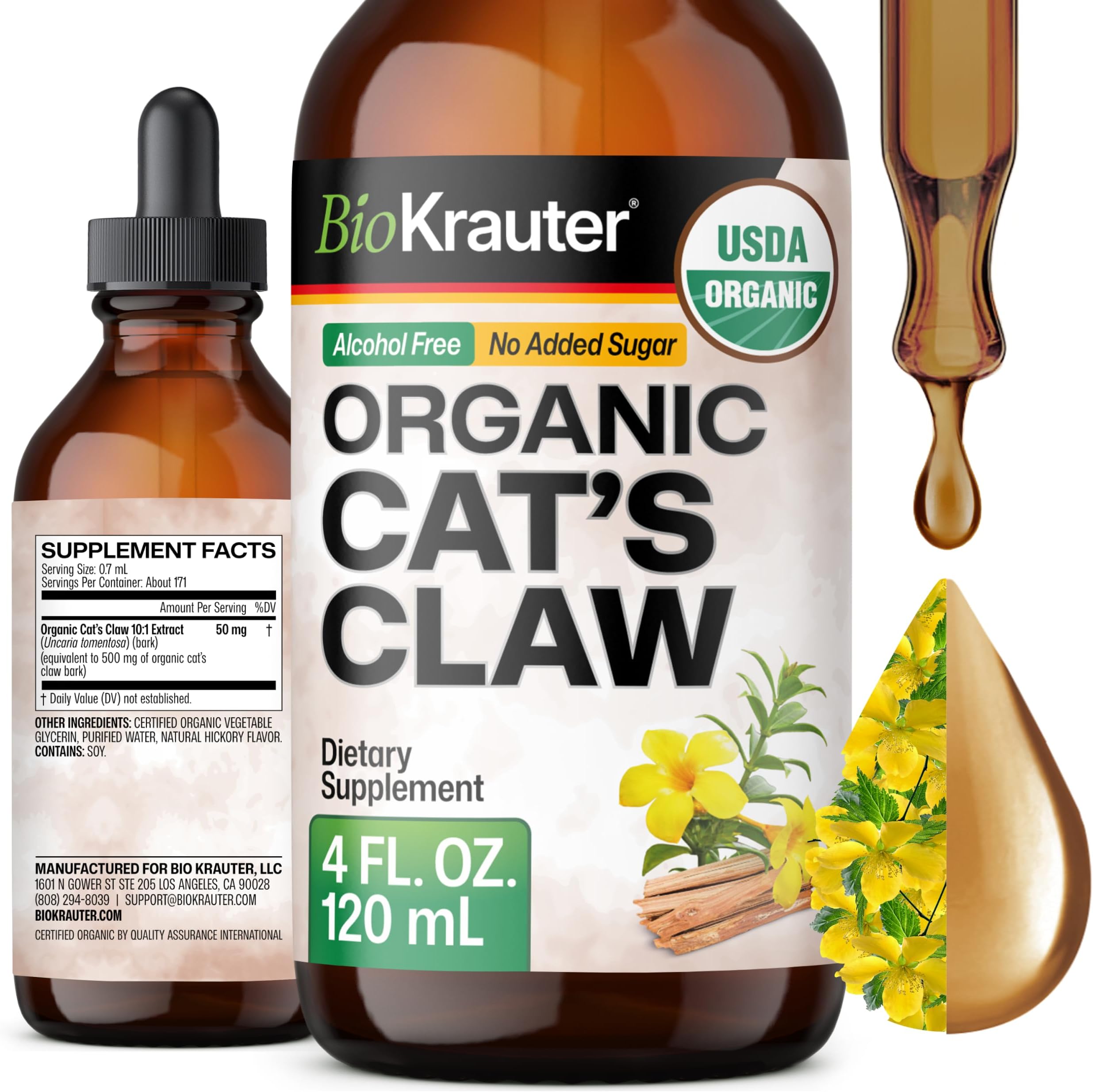 USDA Organic Cat's Claw for Mobility & Antioxidant Support - 4 Fl.Oz