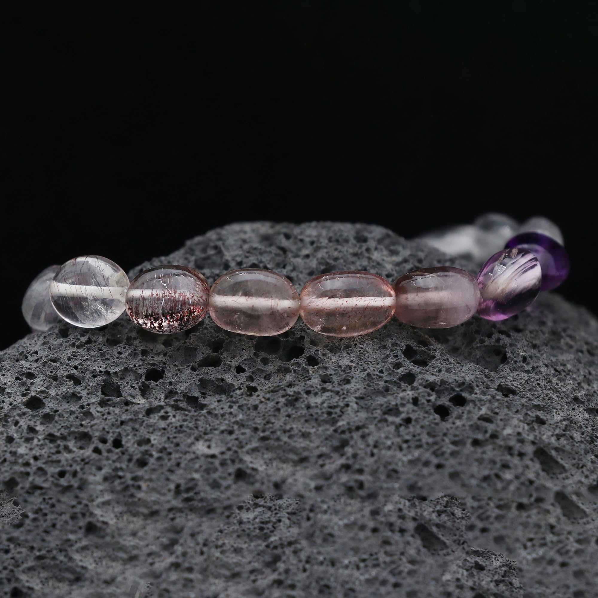 Stone House Bracciale Super Seven in pietra semipreziosa, cristallo curativo, perline di pietre preziose naturali, braccialetto regolabile per donne e uomini