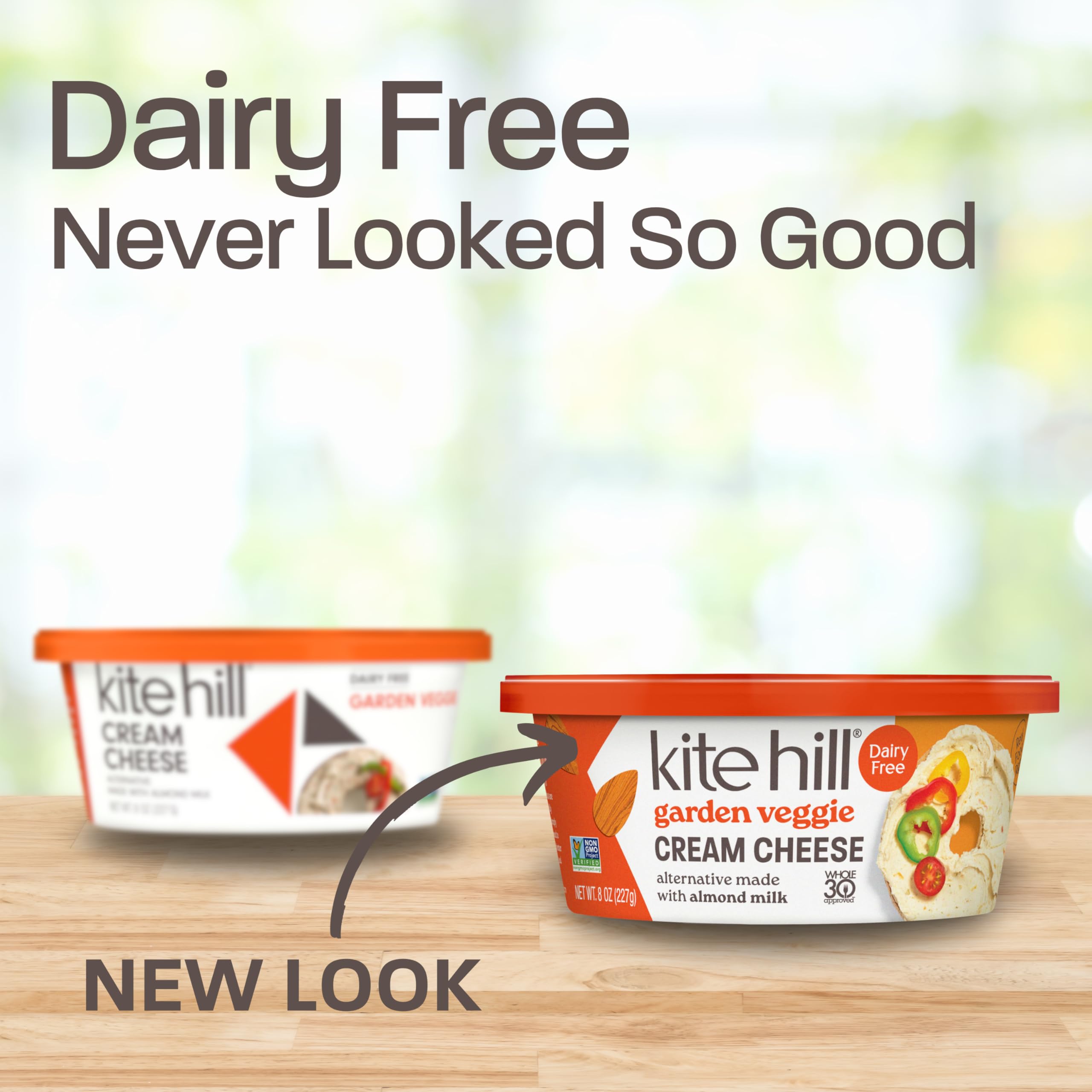 Kite Hill Garden Veggie Almond Milk Cream Cheese Style Spread 8 Ounces Dairy Free Whole 30 Approved Gluten — view 3