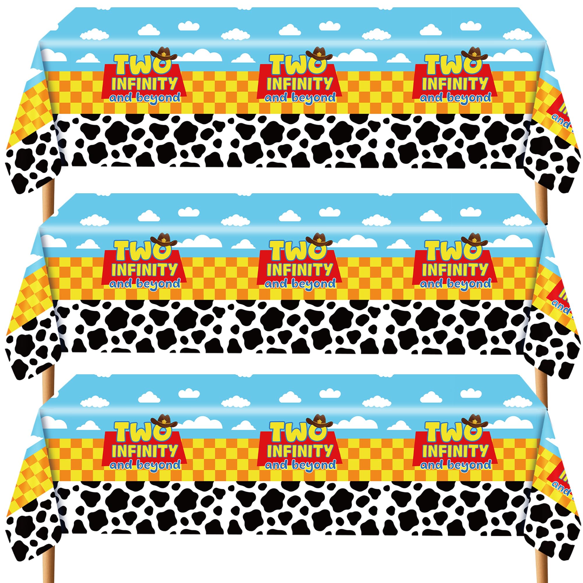 3 PcsTwo Infinity and Beyond Tablecloths 2nd Table Covers (Blue Yellow)