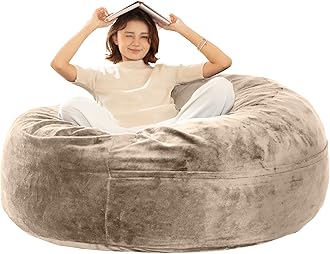 Bean Bag Chair for Adults, Floor Bean Bags Offers Ample Space for Adults,Memory Foam Giant Bean Bags,Lounger Versatile Design Suits Any Room,Movie Nights,Reading(Apricot,5FT)