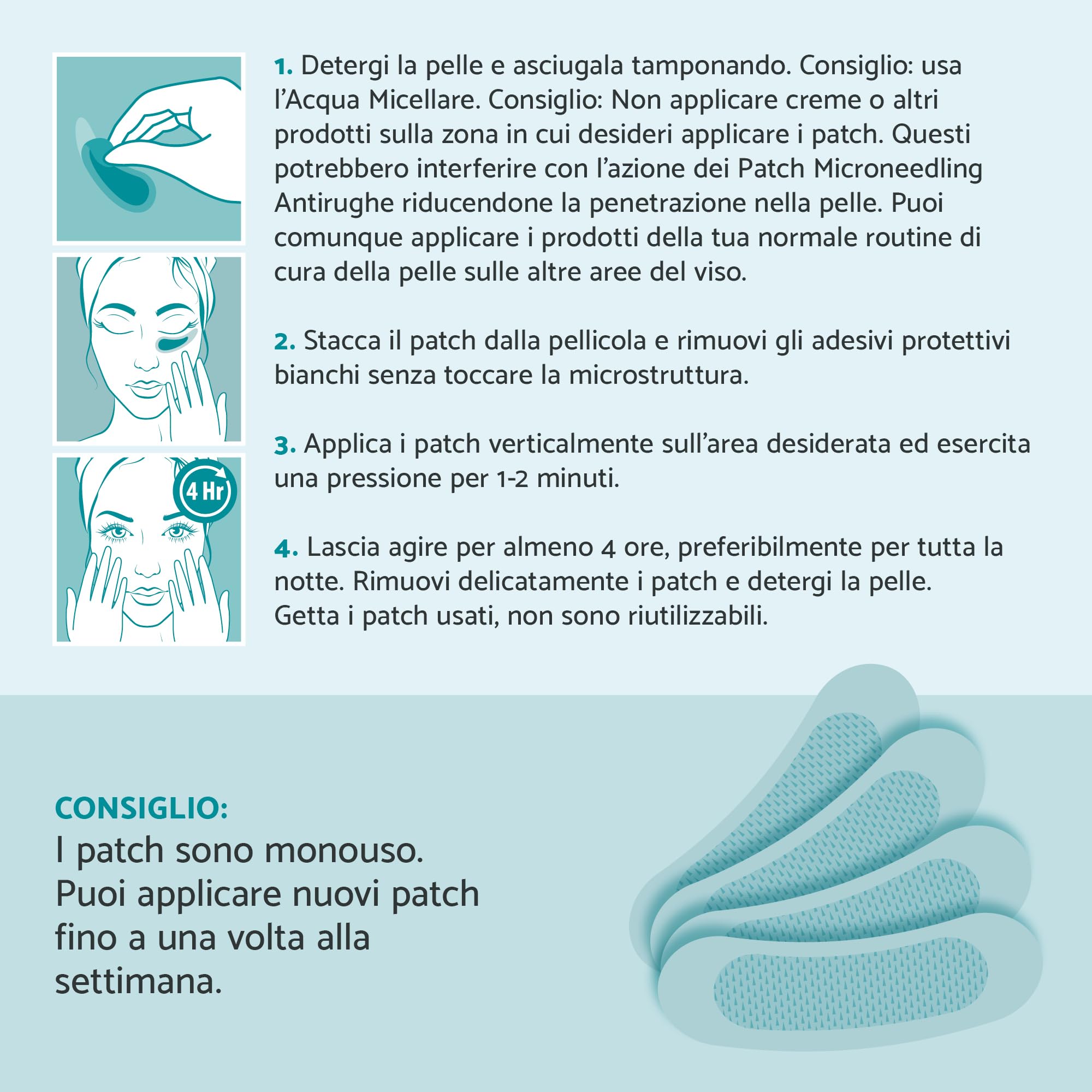 Remescar Patch Microneedling Viso Antirughe Cerotti Monouso Effetto Lifting Acido Ialuronico Peptidi Collagene