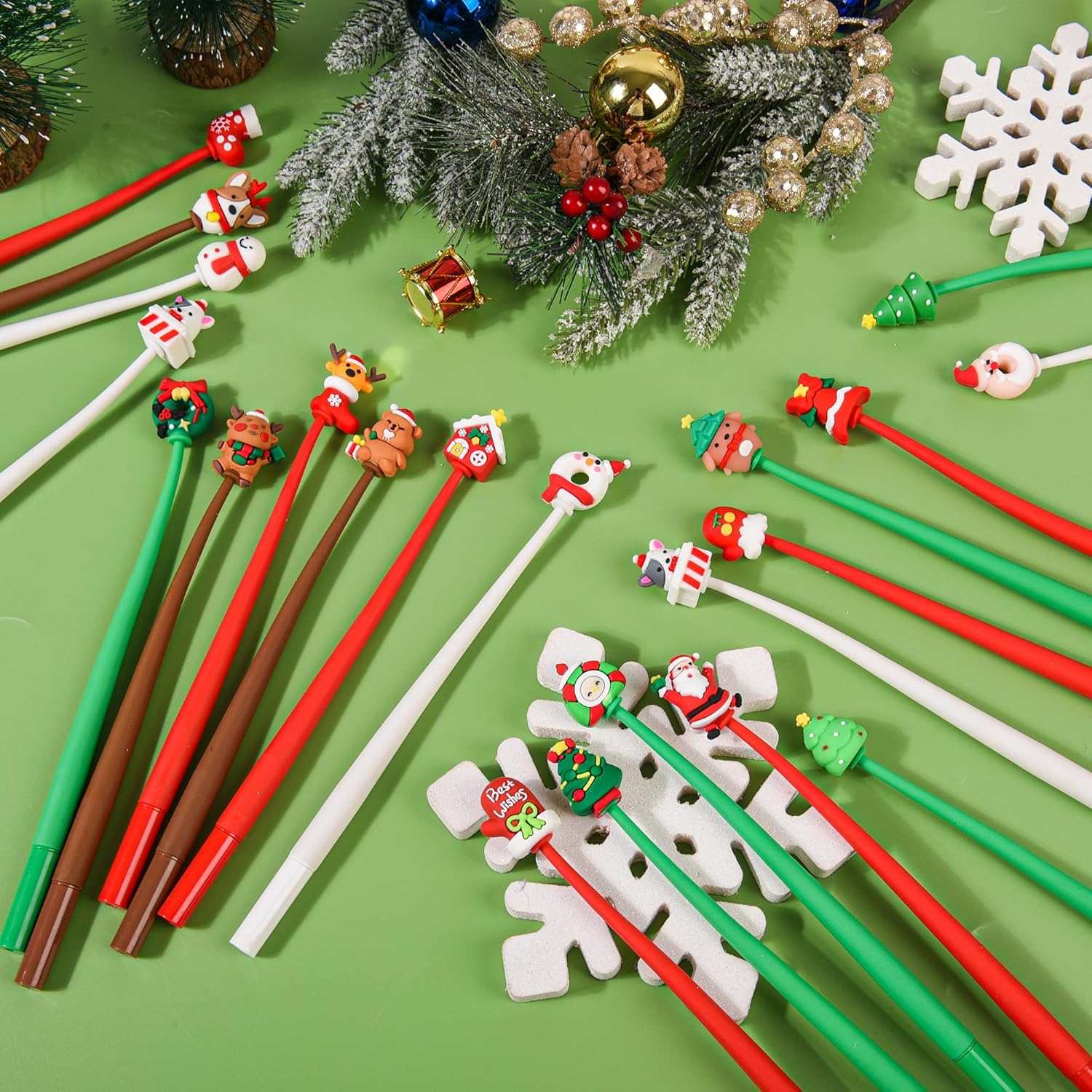 LiYiQ 50 PCS Stress Relief Bobblehead Pens Fun Cute Pen Fidget Pens Kawaii Pen for Classroom Prizes, Office Supplies (Christmas)