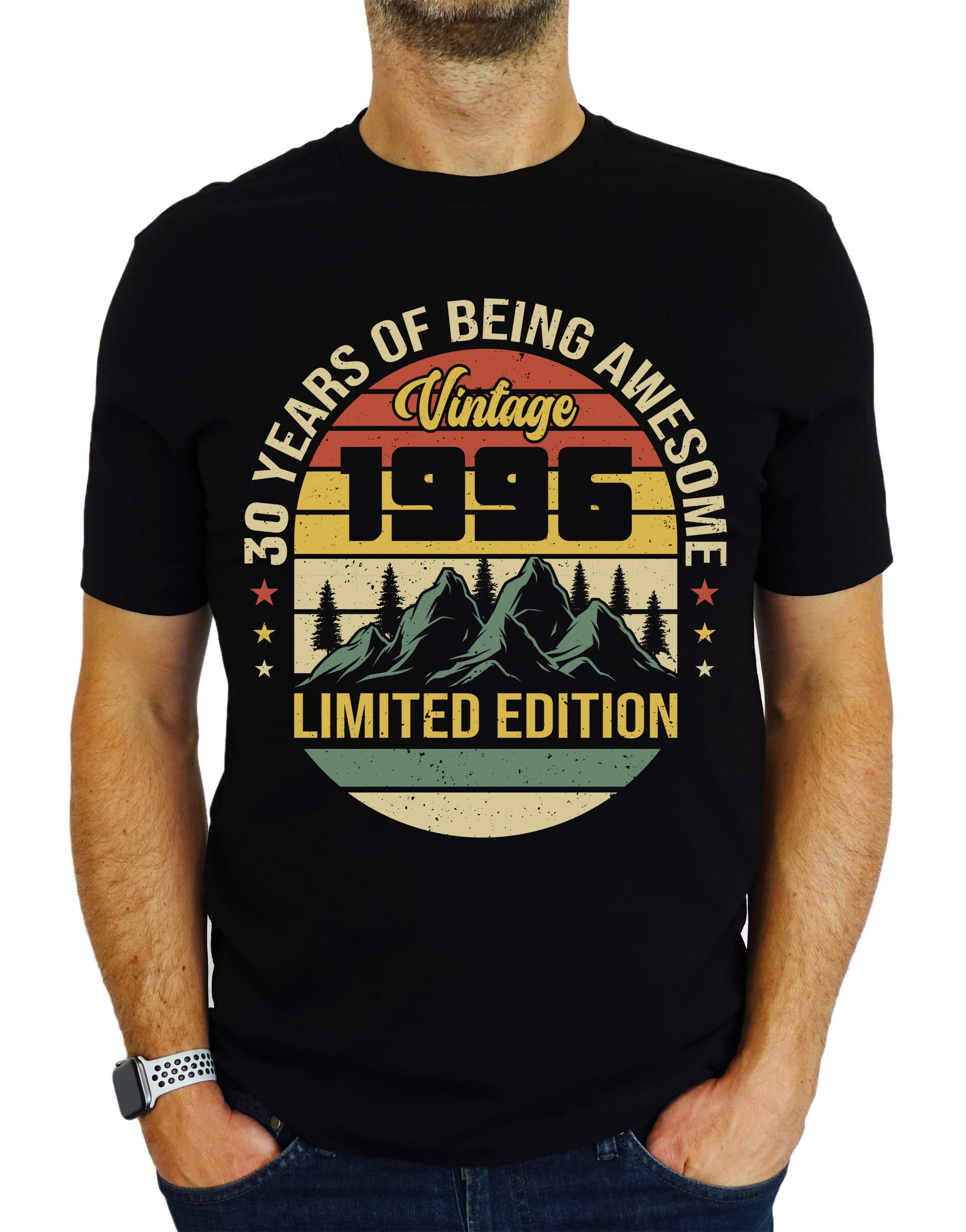 1996 Vintage Mountain - Limited Edition - 30th Birthday Gift | Present Mens T-Shirt Black L