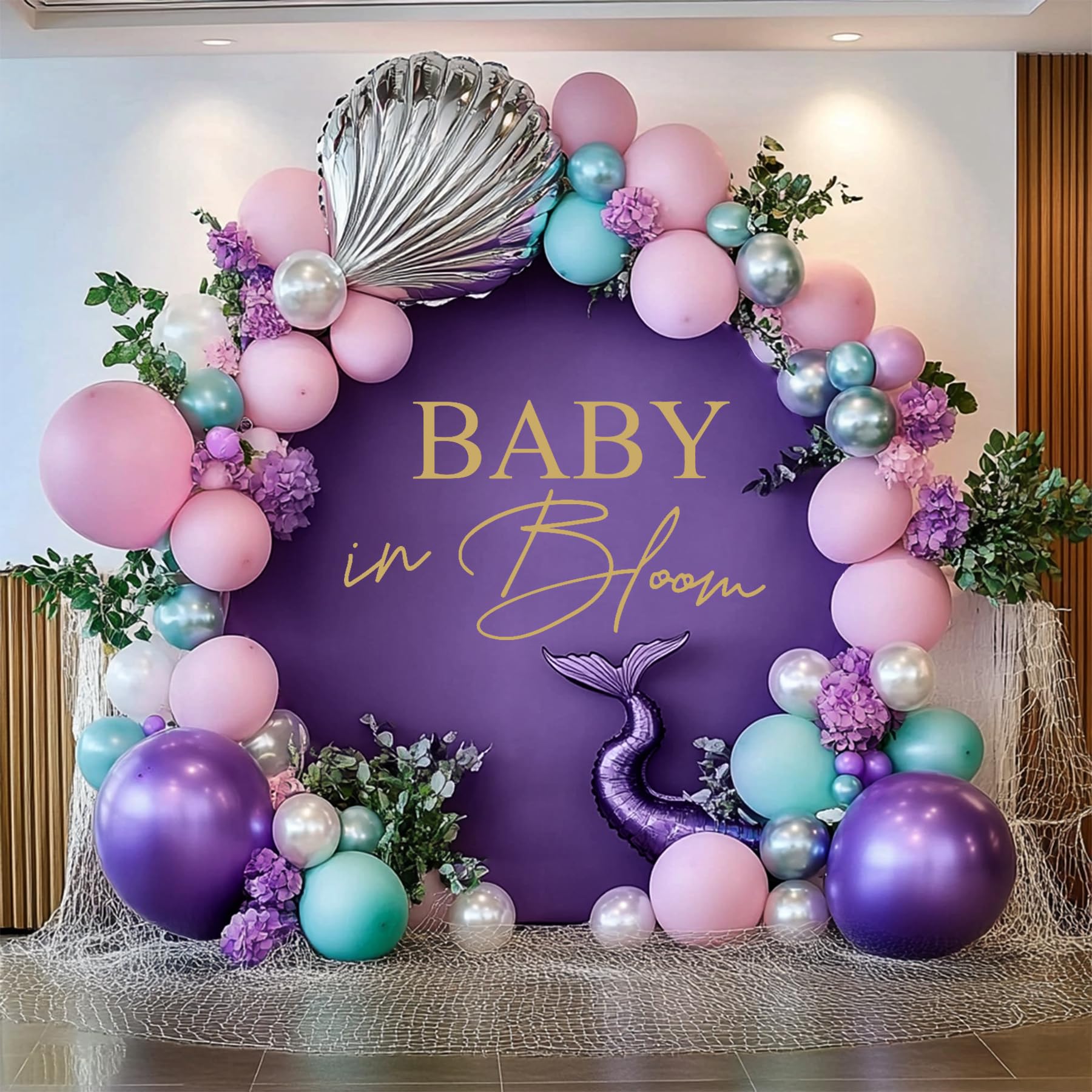 Gallety 7.2 FT Purple Round Backdrop Cover for 5 to 7.2ft Round Backdrop Stand - Adjustable Circle Arch Background Cover for Wedding Birthday Party