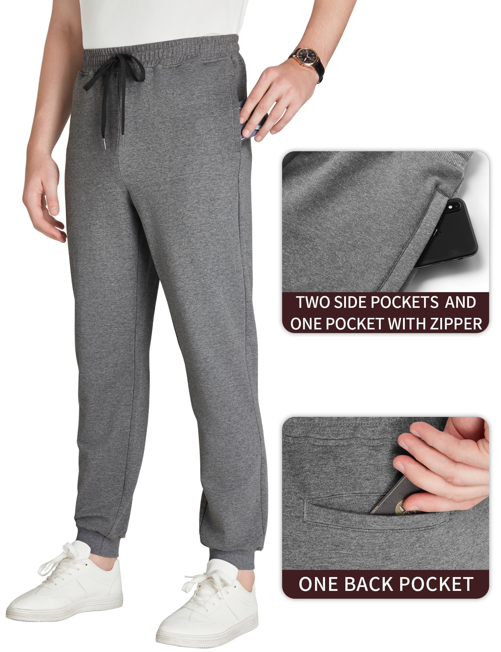 Idtswch 86/91/96/101 Lange Schrittlänge Sporthose Extra lang Herren Jogginghose Herren Trainingshose Baumwolle Fitness Hosen Herren mit Reißverschlusstaschen