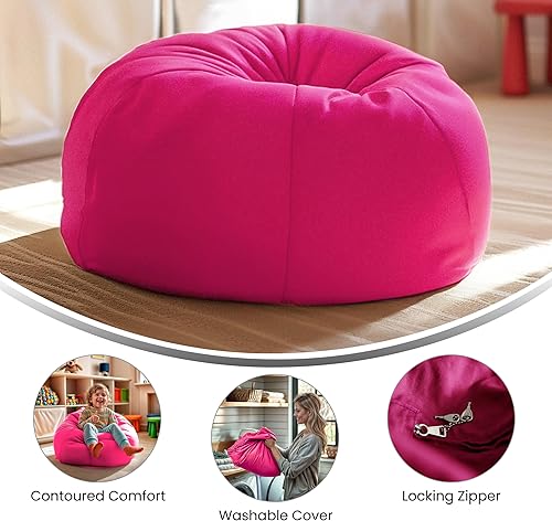 Miniatura 15 de Flash Furniture Dillon - Puf de sherpa, silla clásica recargable para niños y adolescentes, pequeña, natural Negro -,Negro Peludo,Blush