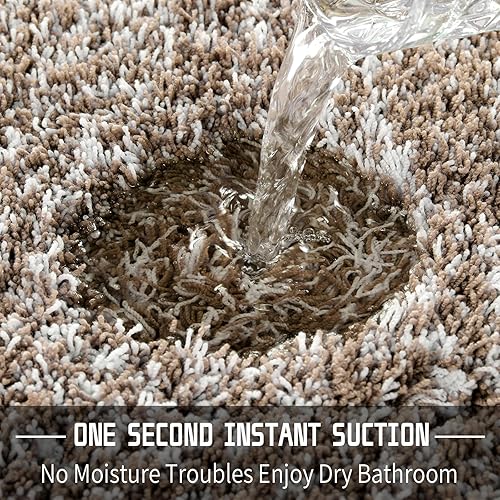 Miniatura 7 de Yimobra Alfombra de baño de peluche, gruesa y suave, súper peluda, cómoda, de rápida absorción de agua, antideslizante, ultra afelpada, lavable a
