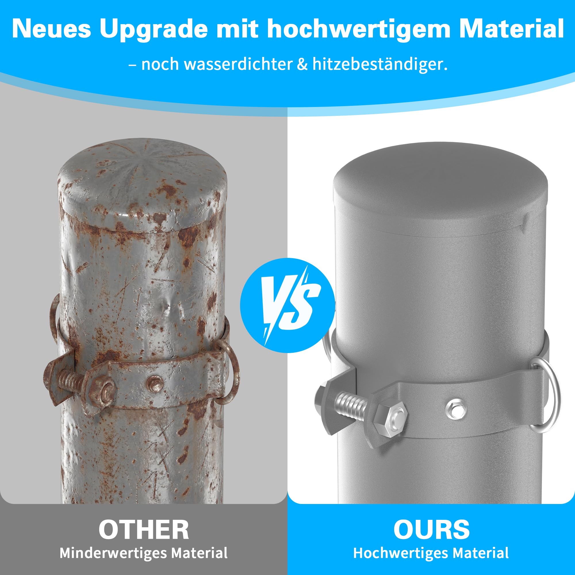 3m Höhenverstellbar Sonnensegelmast, inkl. D-Ring Sonnensegelpfosten