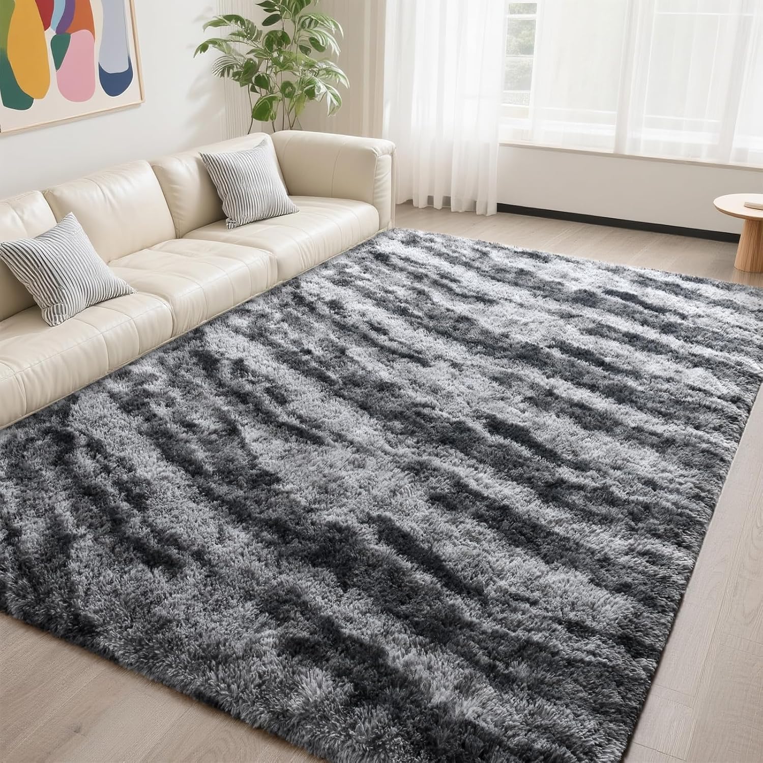 DweIke 5x8 Rugs for Living Room Bedroom, Fluffy Fuzzy Furry Carpet, Plush Soft Shaggy Bedside Indoor Floor Area Rug for Kids Girls Boys Baby Teen Dorm Nursery Home Decor Aesthetic, Marble Grey 5' x 8' (Rectangular) Y-marble Grey