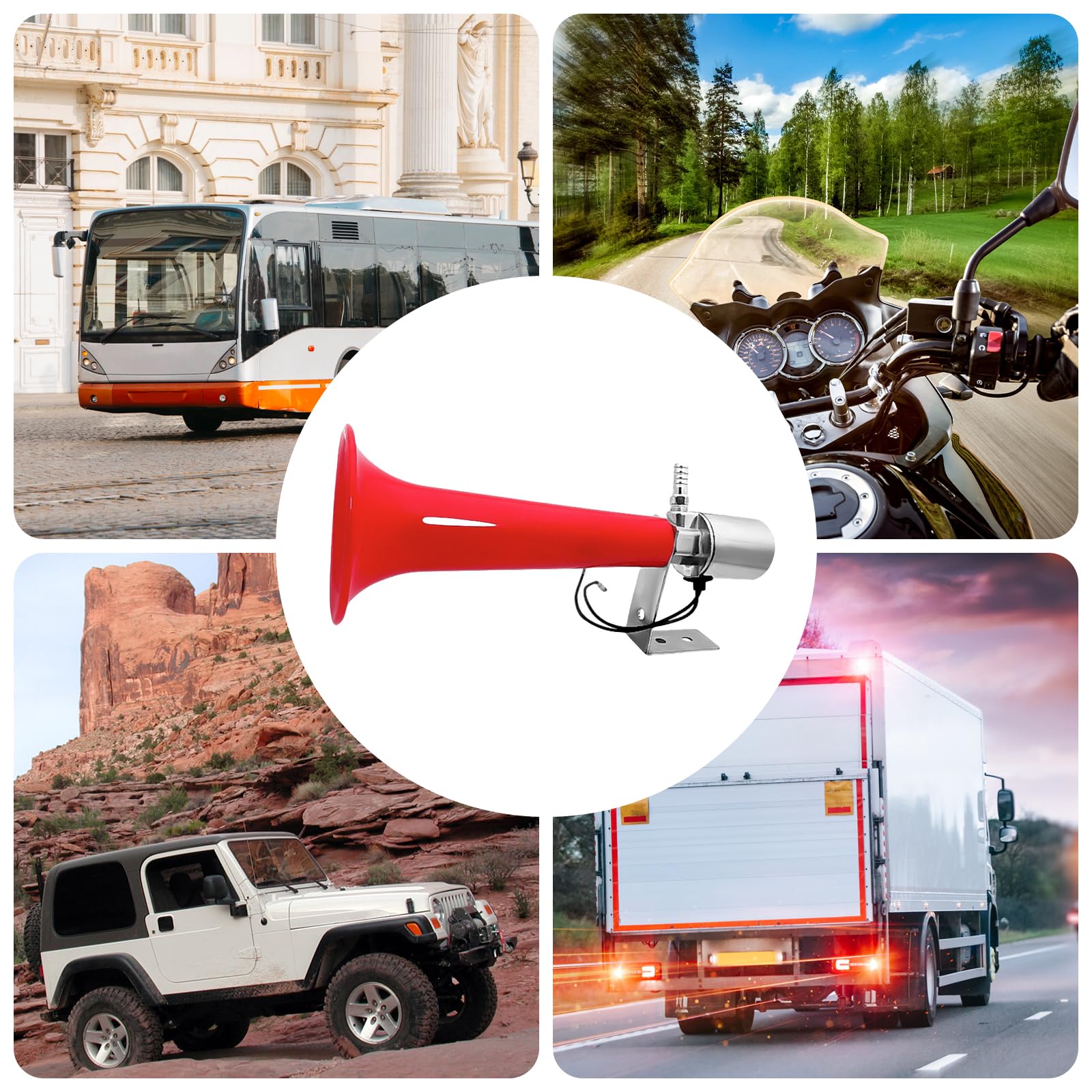 GBKDQQ Clacson turco, 12 V/24 V, corna ad aria compressa, clacson per camion, tromba ad aria, tromba d'aria, kit per roulotte, fischietto a pressione per auto, camion, barche, moto