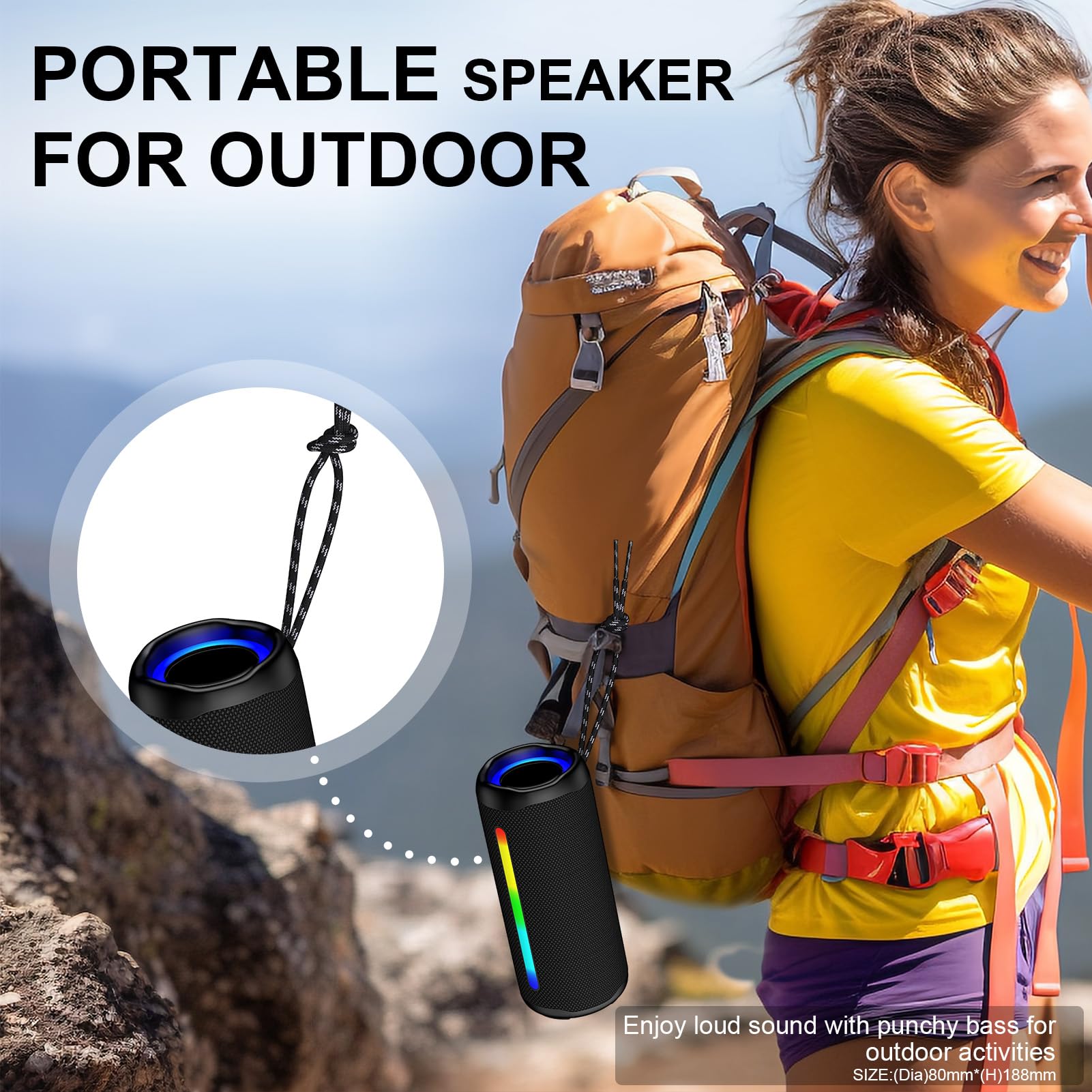 Haut-parleur Bluetooth sans fil, son stéréo puissant, Bluetooth 5.3, mini haut-parleur Bluetooth étanche IPX5, 30 heures d'autonomie, jumelage TWS pour extérieur, maison, fête, plage, gadgets d'été,