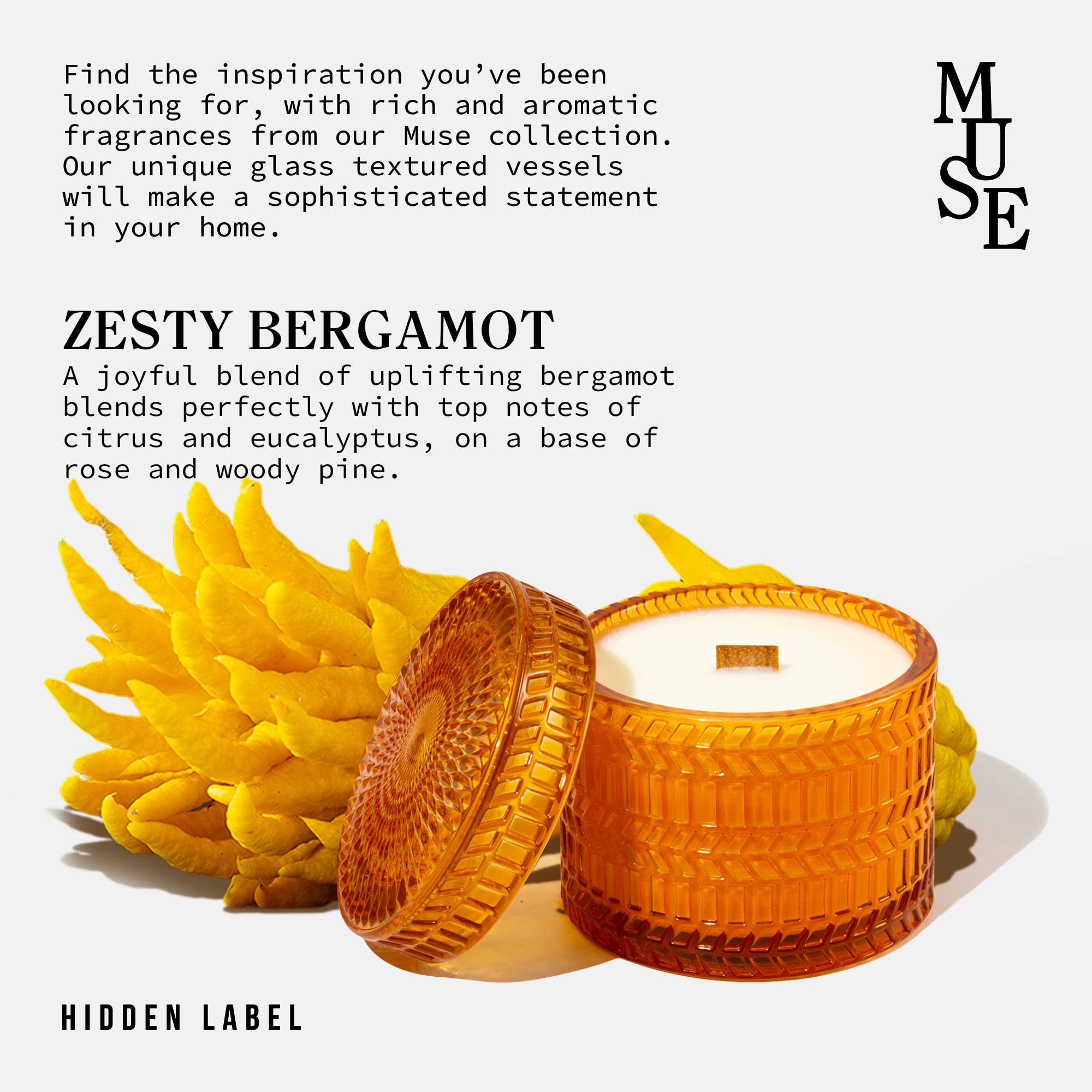 Hidden Label Zesty Bergamotka zapachowe 209 ml szklane świece w słoiku, prezenty na Dzień Matki dla kobiet