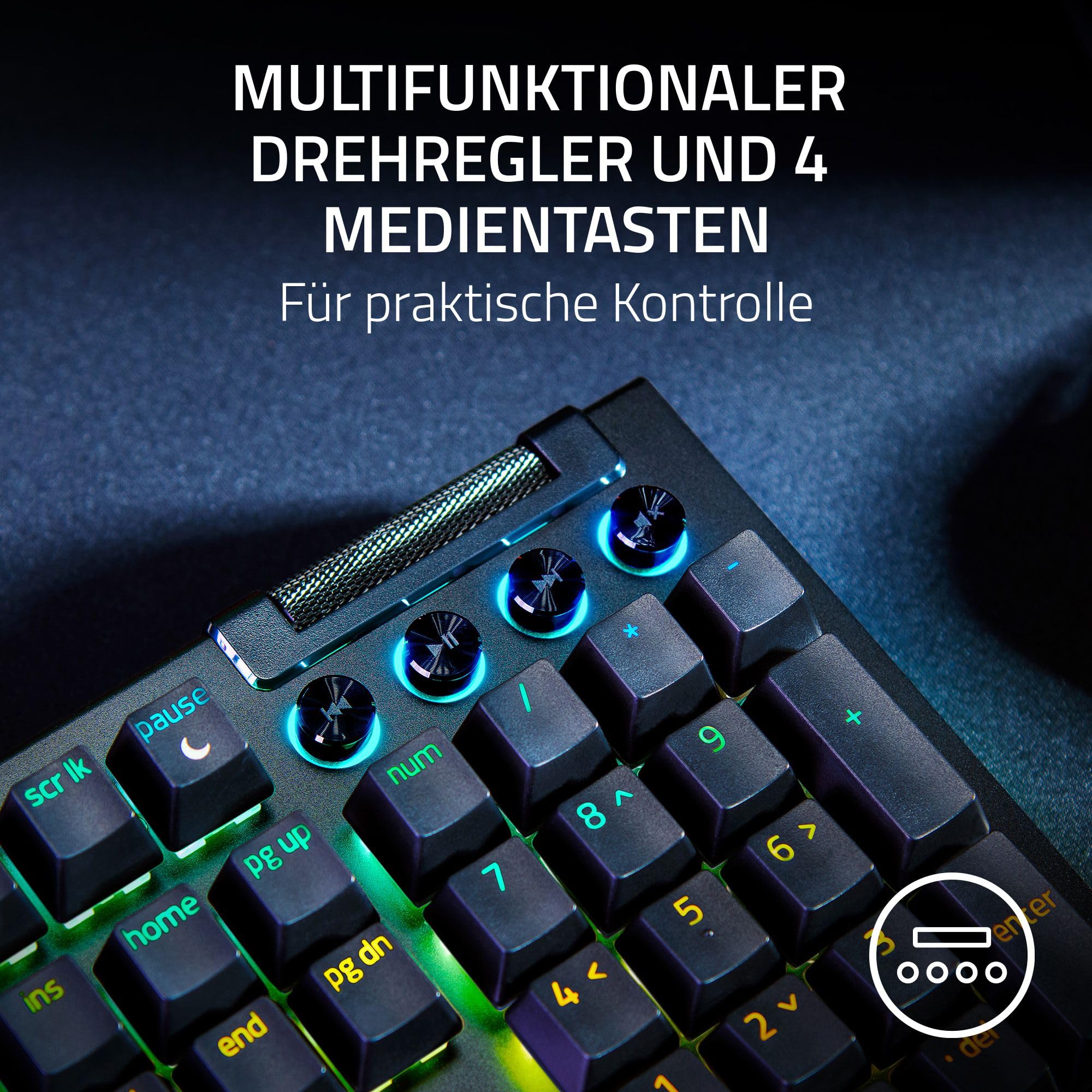 Razer BlackWidow V4 Mechanische Gaming-Tastatur Chroma RGB Green Switches Makro-Tasten Doubleshot-ABS-Tastenkappen QWERTZ DE-Layout Schwarz