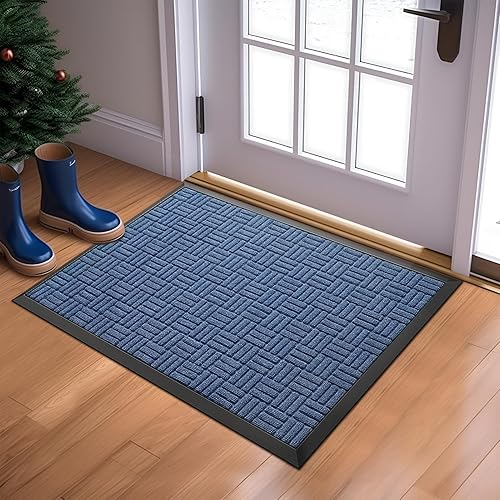 Miniatura 7 de Mibao Tapete para puerta delantera, resistente y duradero, tapete de bienvenida para interiores y exteriores, atrapador de suciedad, impermeable,