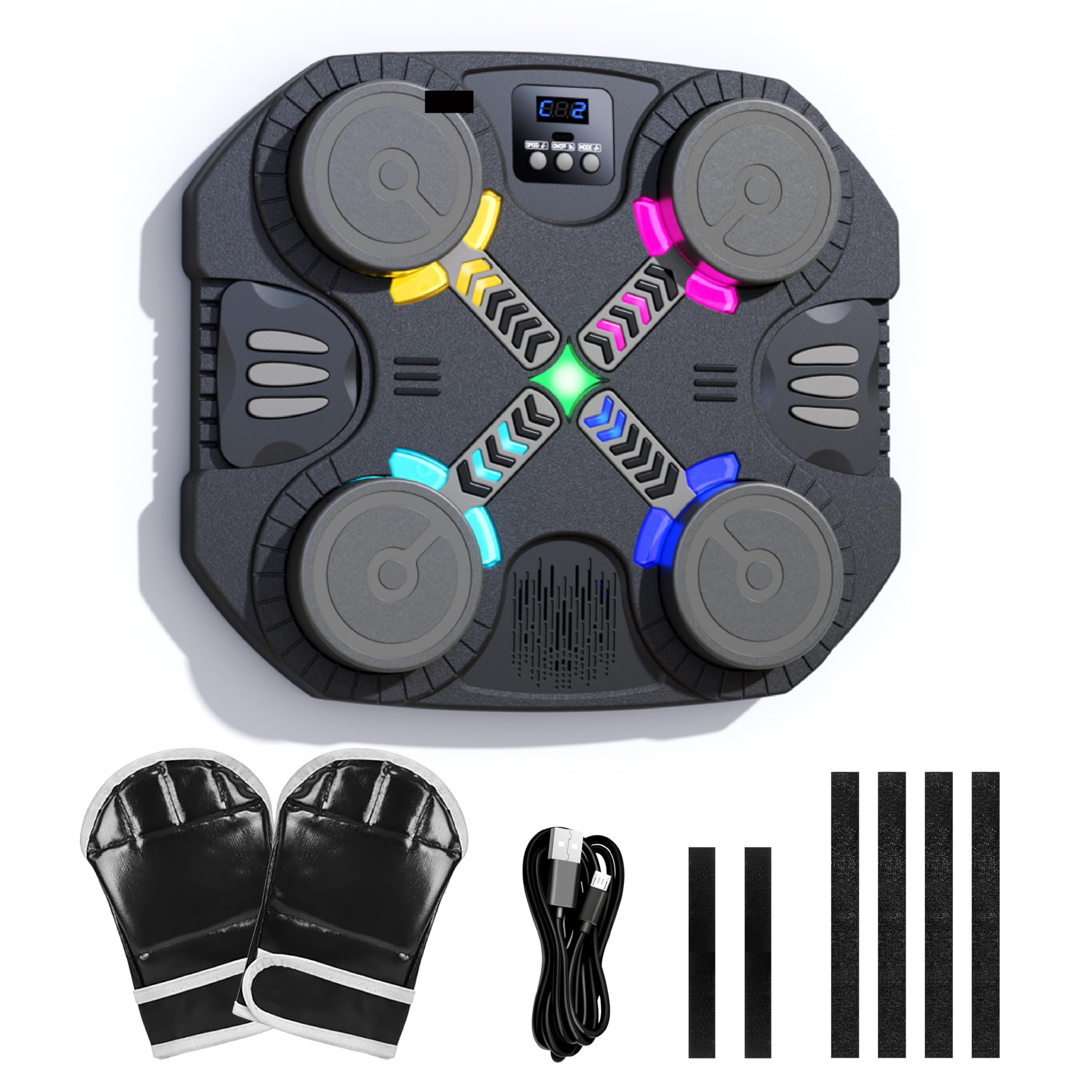 Music Boxing Machine for Kids—Bluetooth Wall Boxing Game Training Equipment with Upgraded Rhythm Lights&Glove&Pad, Home Gym Reaction Training Sport Toys for Boys Girls 3-12+ Teens Birthday Gifts