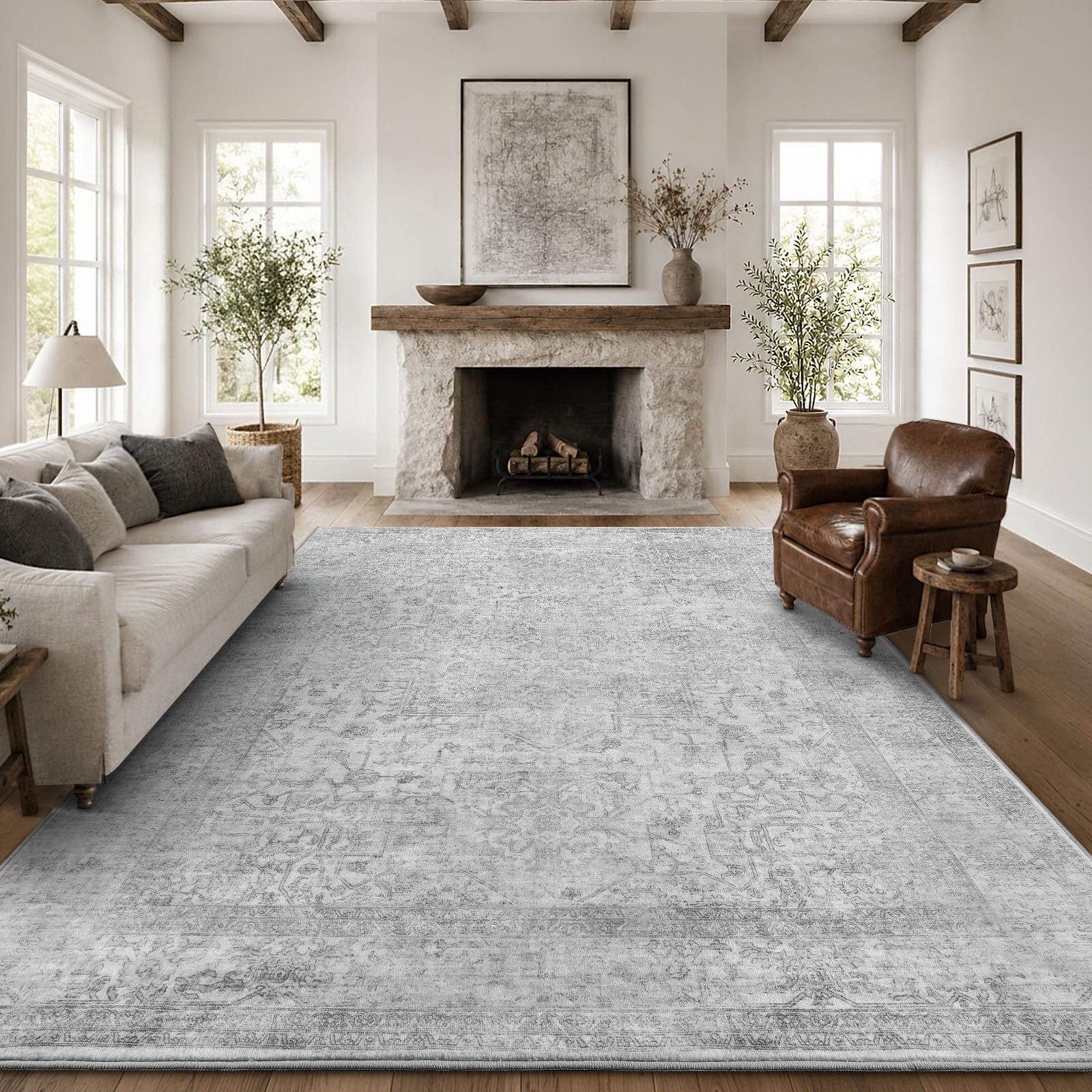 Sour Lemon Vintage Extra Large Rugs Living Room Grey 200X300cm Bedroom Rug — image 1